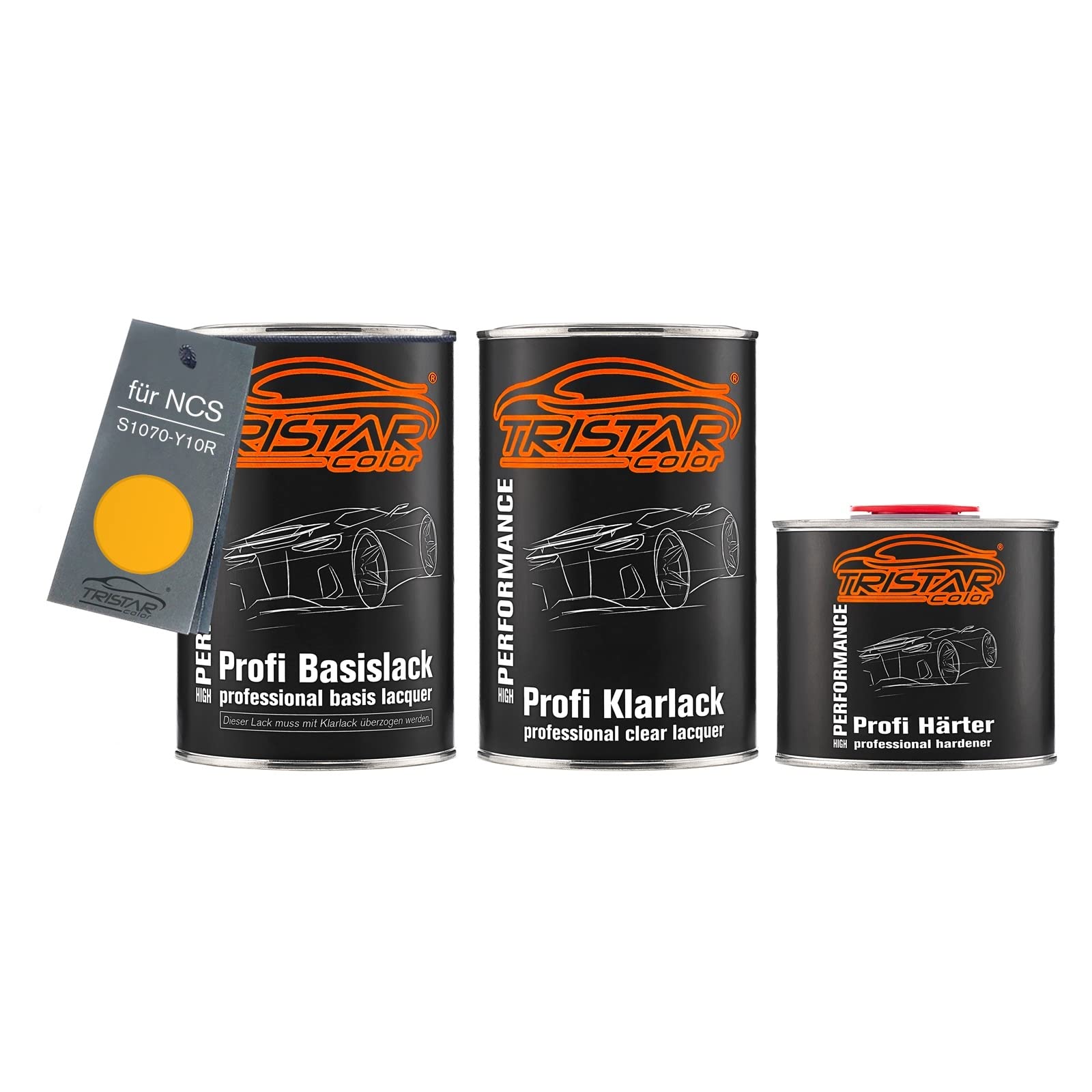 TRISTARcolor Car paint Set can ready for spraying for NCS S1070-Y10R Yellow Base coat + 2K clear coat 2.5l