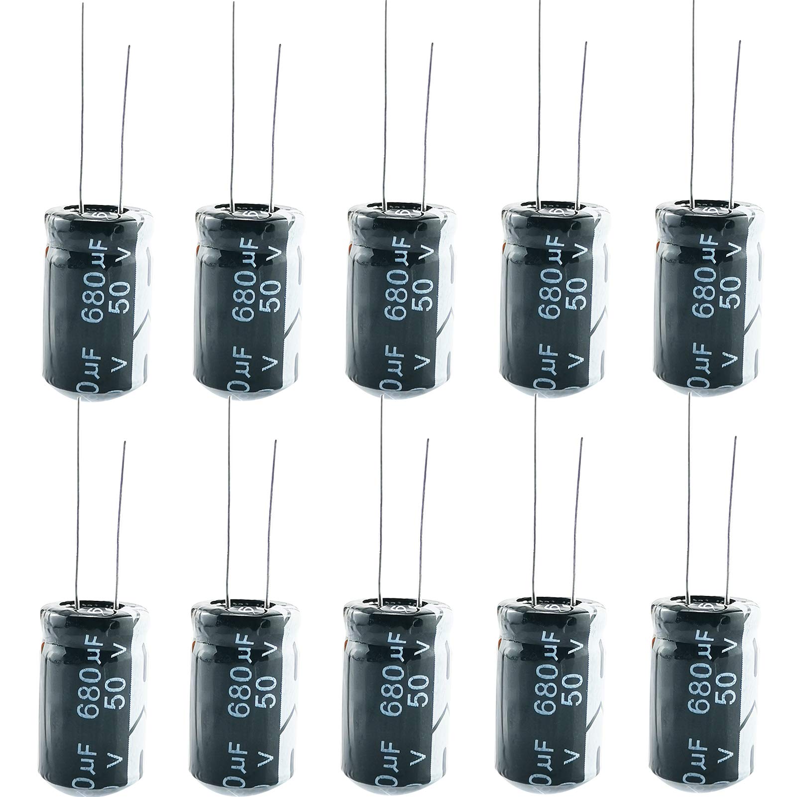 JIADONG Industrial Electrical Capacitors, 680uF 50V 13X21 Capacitor(Pack of 10)