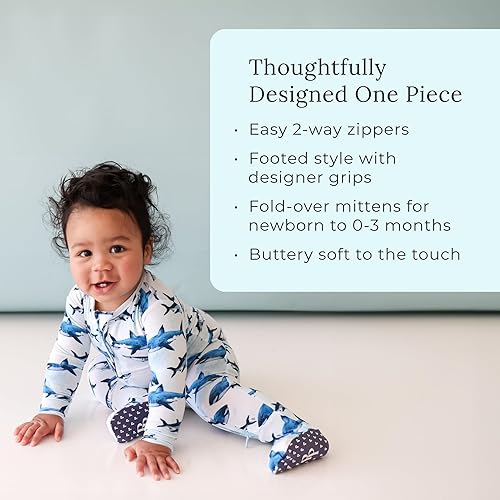 Miniatura 2 de Posh Peanut Pijama de viscosa de bambú para bebé, pijamas con cremallera de 2 vías y pijamas con puños de diseñador