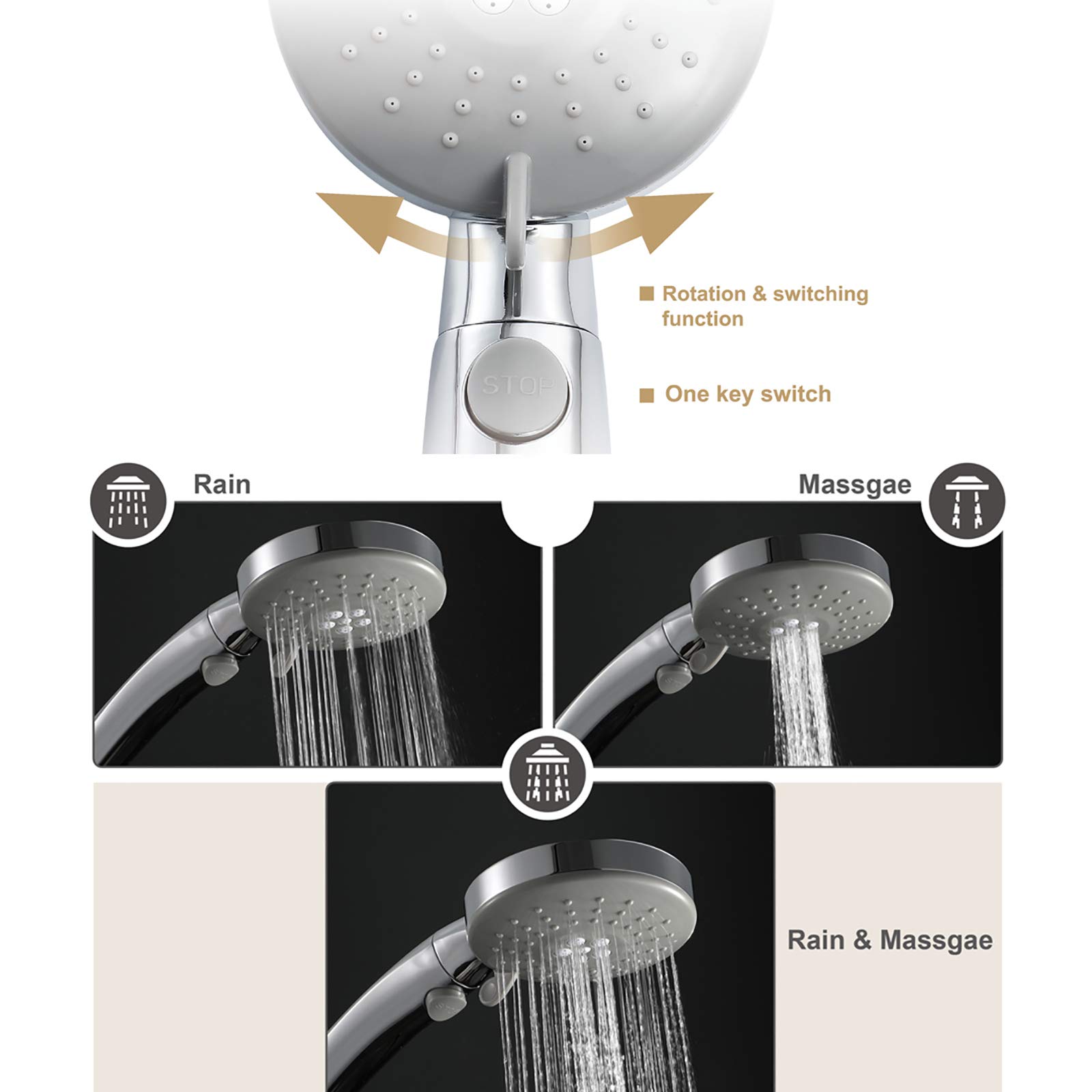 Rociador de Ducha de Mano Cromado para Ducha Rociadores de Ducha de Mano de Alta Presión Rociador de Ducha de Mano Universal de Alto Flujo con Soporte de Ducha de Manguera de 1,5 M