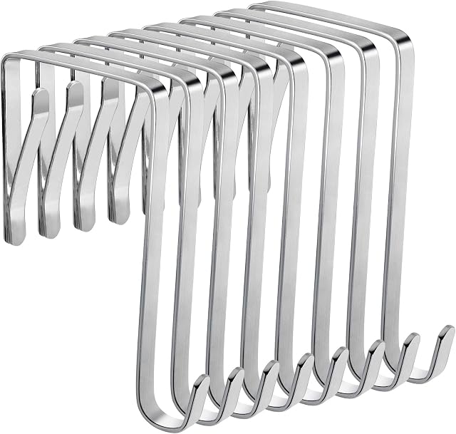 ilauke Over Door Hooks Set of 8, Adjustable Metal Door Hangers Fits 1-3/8 to 1-3/4" Door Widths, Over The Door Metal Hooks for Hanging Clothes, Towels, Coats and More