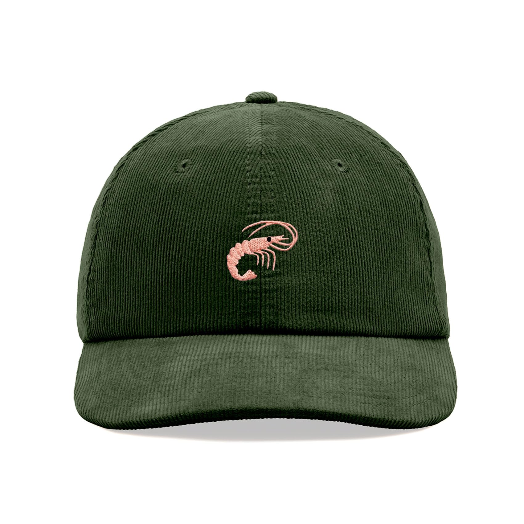 Shrimp Corduroy Baseball Cap Vintage Unisex Dad Hat Adjustable Fishing Dark Olive