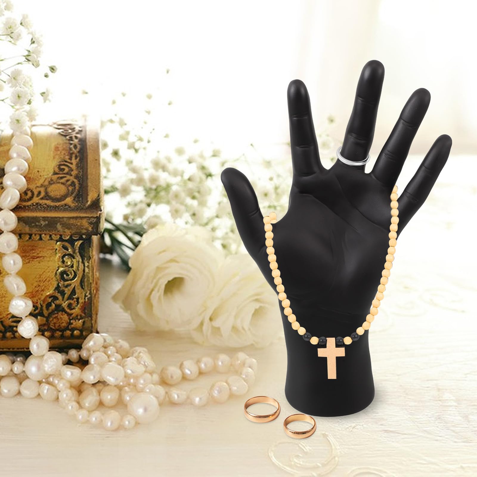 iplusmile 2 Stück Männliches Handmodell aus Schwarzem Kunststoff mit Offenem Fingerdesign zur Schmuckpräsentation von Ringen und Armbändern für Zuhause und Einzelhandel