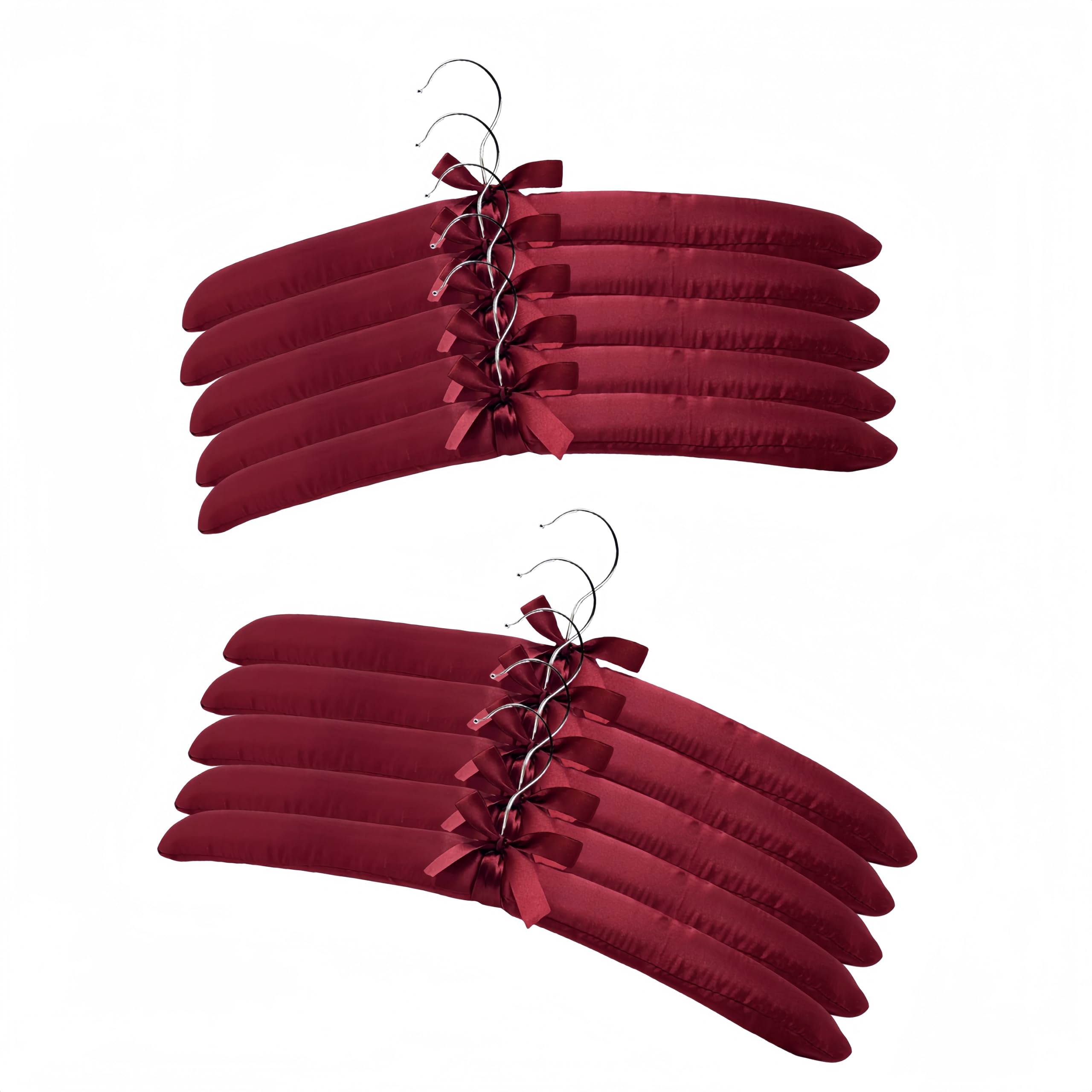 Padded Hangers for Women Clothing Satin Hangers Non Slip Padded Hanger for Sweaters Padded Clothes Hanger (10, Red)
