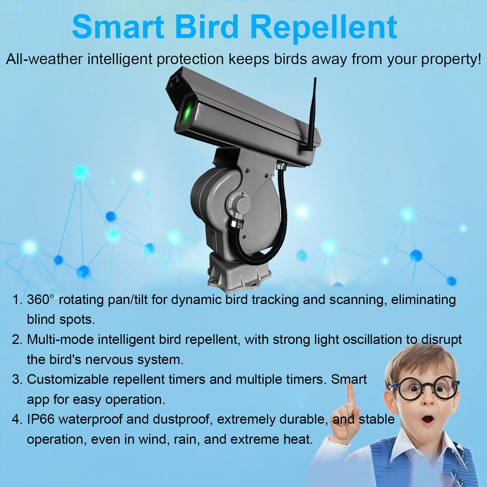 Dispositivo Inteligente Láser Disuasorio De Aves De 360° A