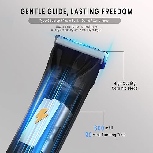 Miniatura 4 de Recortadora corporal para hombres, afeitadora eléctrica 2 en 1 para cabello púbico, pecho, piernas, IPX6, impermeable, húmedoseco, afeitadora de