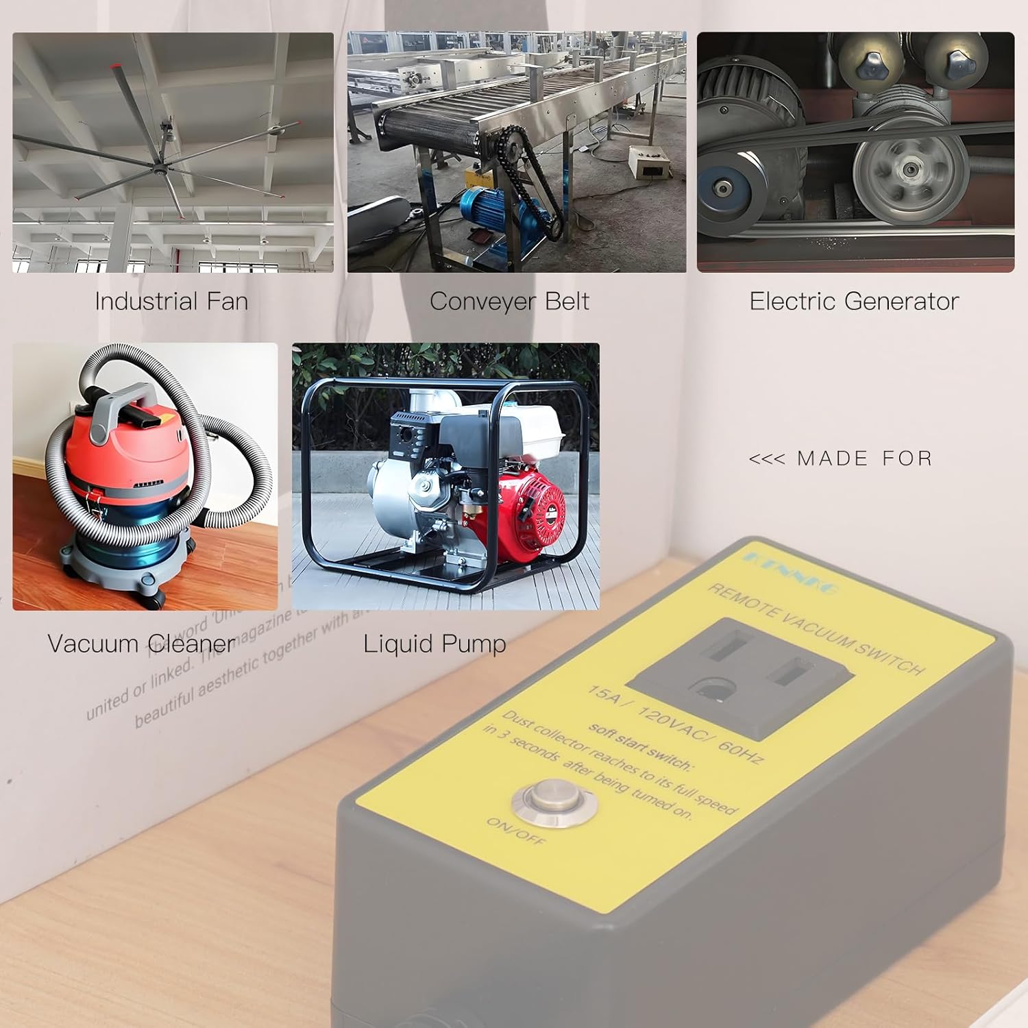 KTNNKG 120V Soft Start Outlet Automatic Switch, Remote Switch for Vacuum and Table Saw with 2 Remote Control,15A 60Hz 1800W