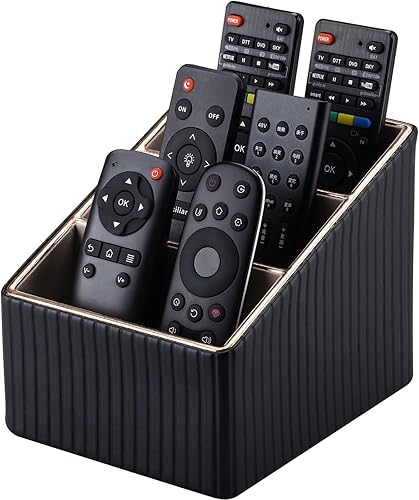 Miniatura 15 de KINGFOM Soporte para mando a distancia de piel sintética con 3 ranuras, caja de almacenamiento para artículos diversos, guía de TV, correo, Beige