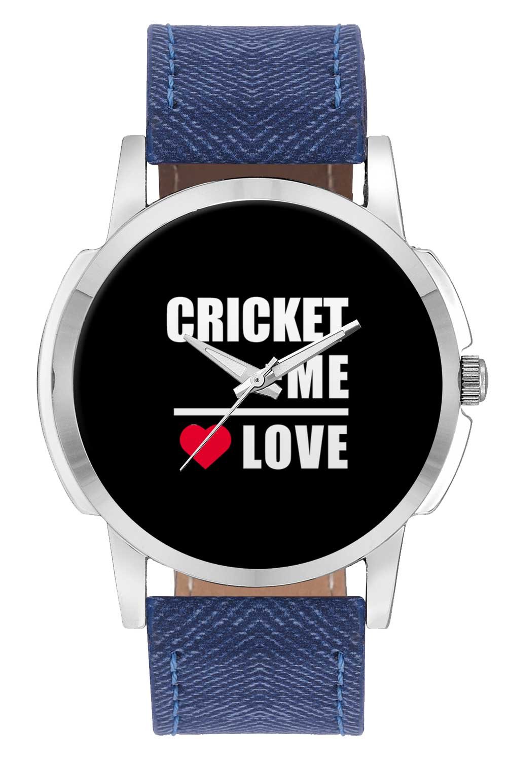 Wrist Watch for Men - Me + Cricket = Love | Best Gift for Cricket Lovers - Analog Mens and Boys Unique Quartz Leather Band Round Designer dial Watch (B074CN6YZW) Amazon Price History, Amazon Price Tracker