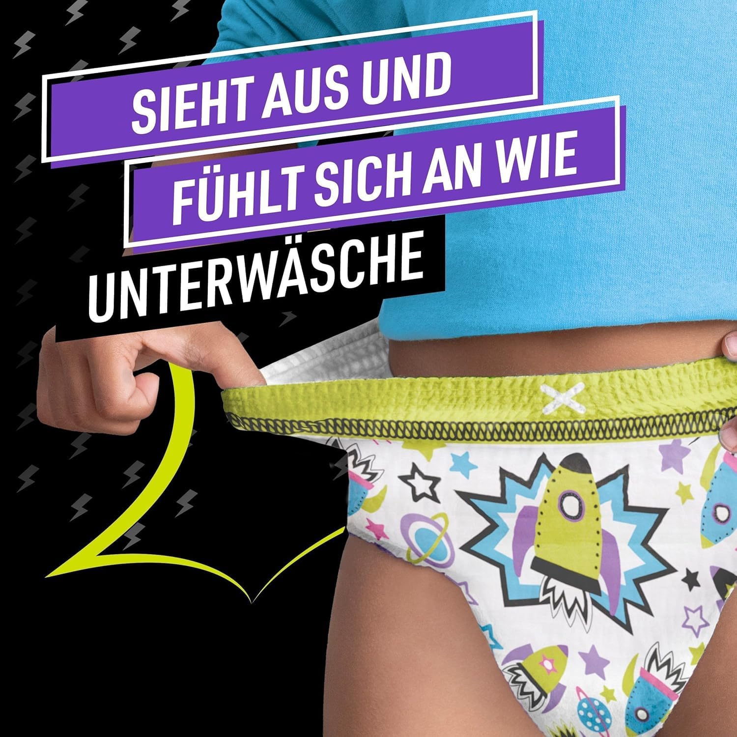 Ninjamas Pyjama Pants Raumschiff, 9 absorbierende Nachthöschen, 8 Jahre, 27kg-43kg, Auslaufschutz für die ganze Nacht