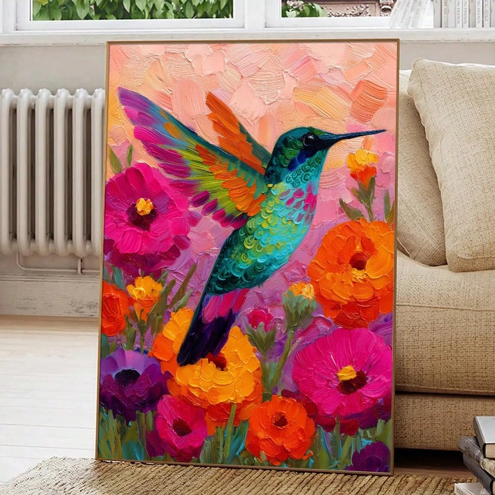 Tableau colibris toile imprimée oiseau décoration murale chambre 30x40 - 8