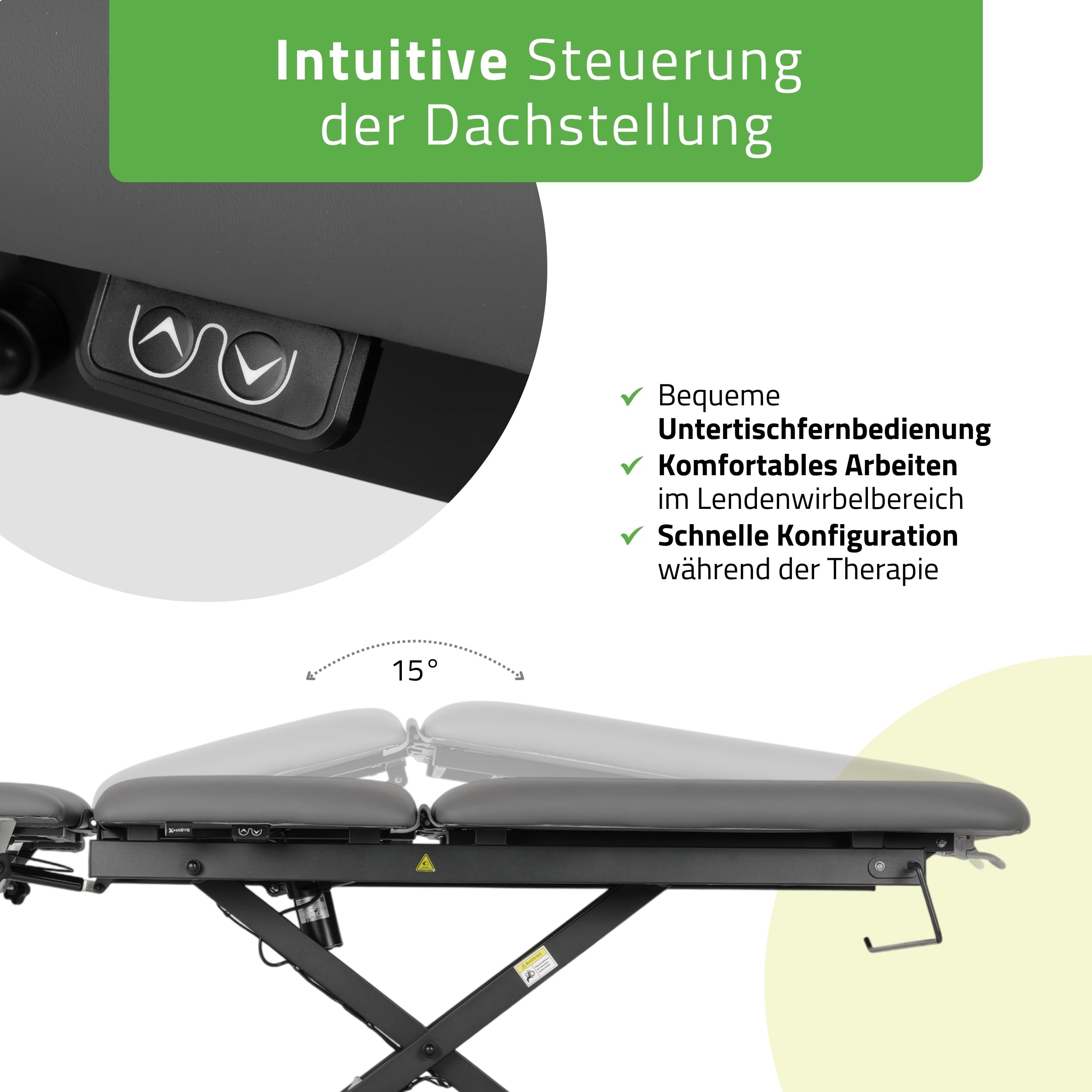 HABYS Massageliege Elektrisch 5-Segmente, Massagebank für Therapieliege | Elektrische Massageliege Höhenverstellbar 196 x 68cm, Kosmetikliege Elektrisch bis zu 200kg mit ERGO-Kissen, Evero Cross X5