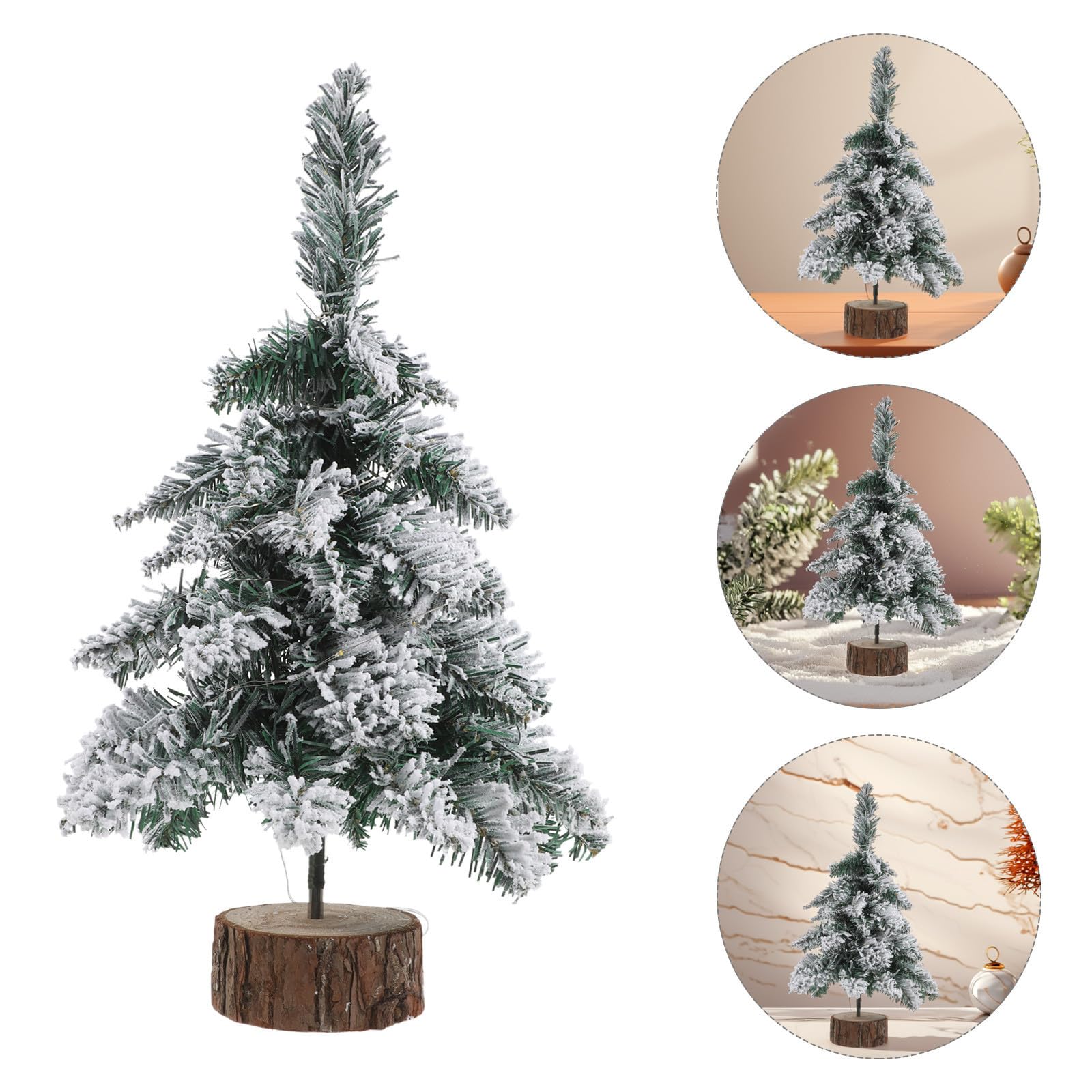 Toyvian 2 Piezas PVC Árbol de Navidad con Luces LED en Miniatura Blanco