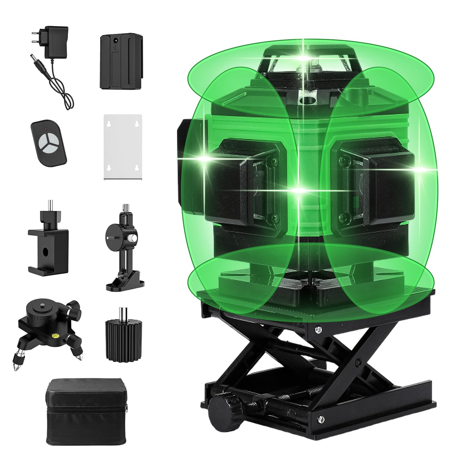 Niveau à Bulle Laser Croix 360° Autonivelant - Laser Multifonctionnel 4D avec 16 Lignes - Rechargeable USB