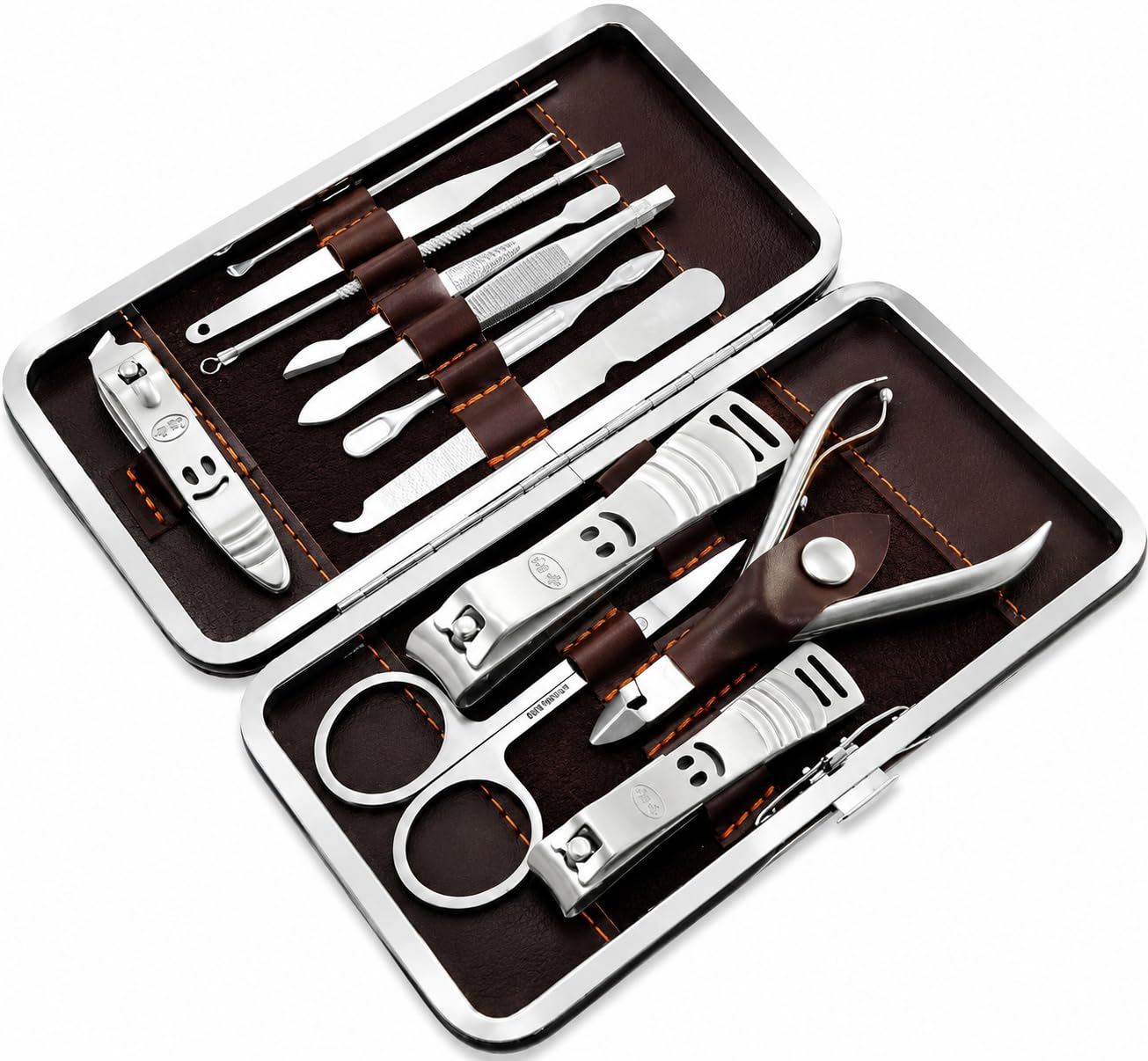 16pc Manicure Pedicure Set, 16-Piece Stainless Steel Nail Care Kit | Leather Travel Case, Nail Clippers Included, Cuticle Tools, Unisex Grooming, Portable Design-image-22
