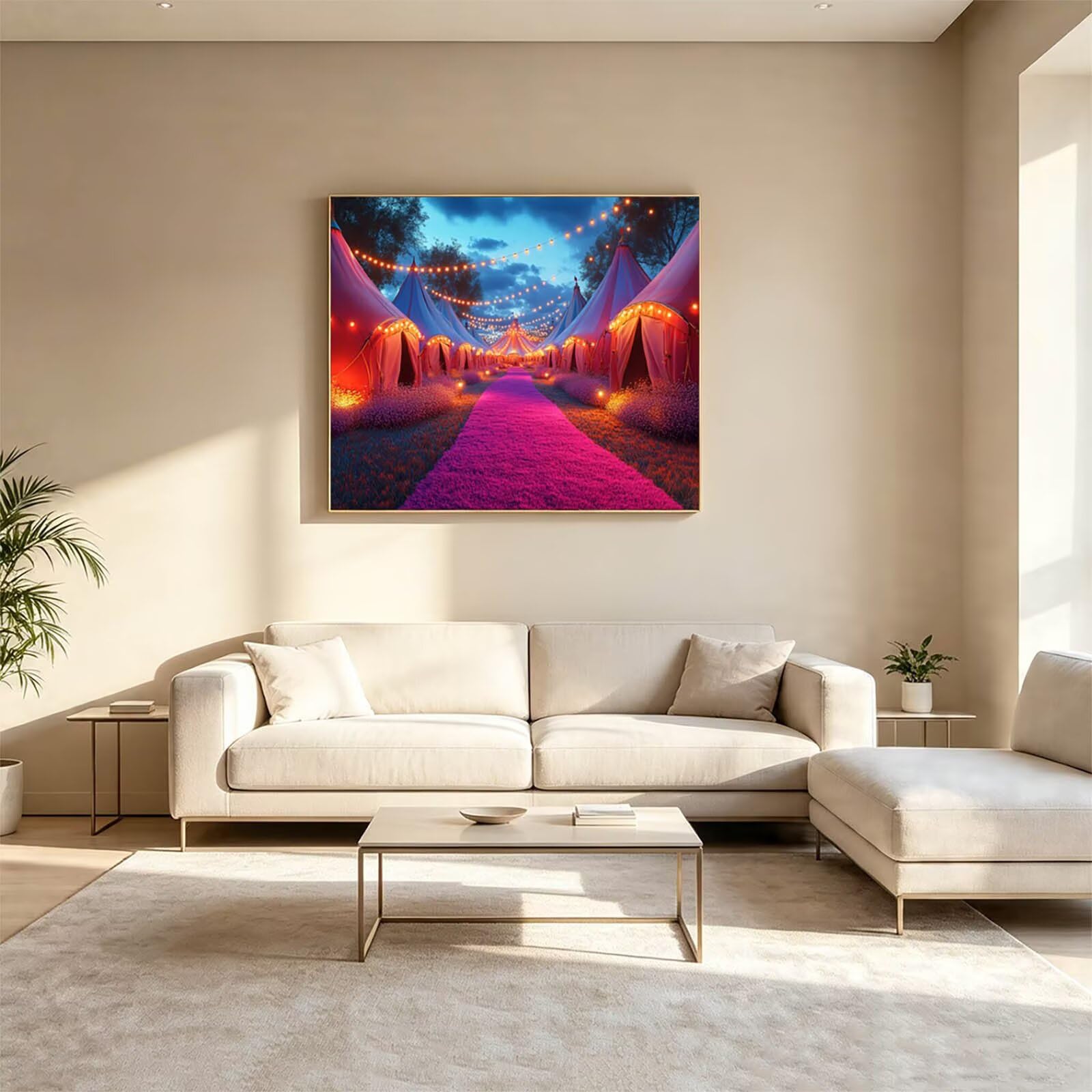 Malen Nach Zahlen Erwachsene Zelt Leinwand zum Bemalen 70x95cm ZSHS-0524 | Diy Set Erwachsene mit Acrylfarben Set Pinselset Farbenfrohe Leinwand Nachtansicht für Deko Wohnzimmer Geschenke für Frauen