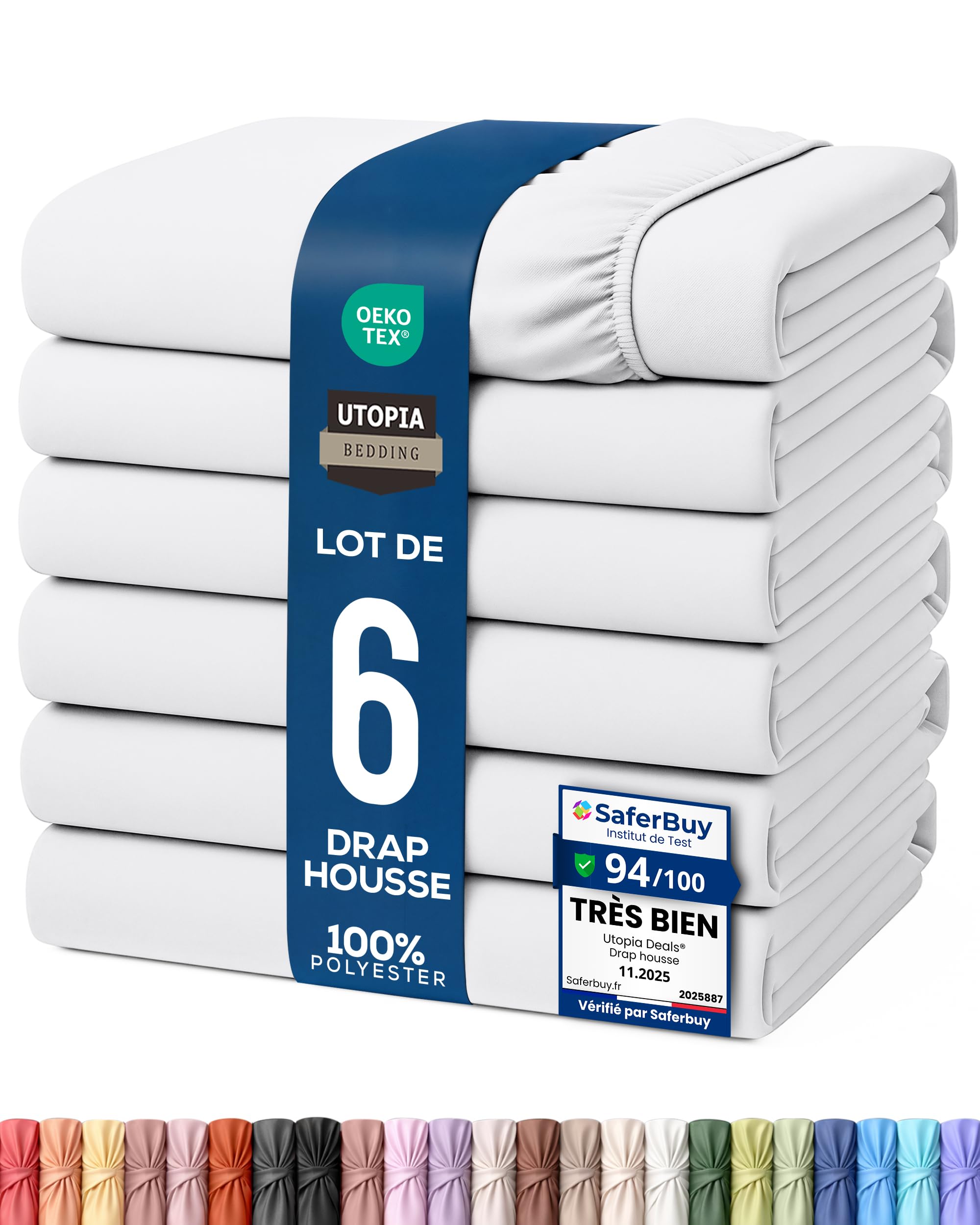 utopia bedding lot de 6 draps housse