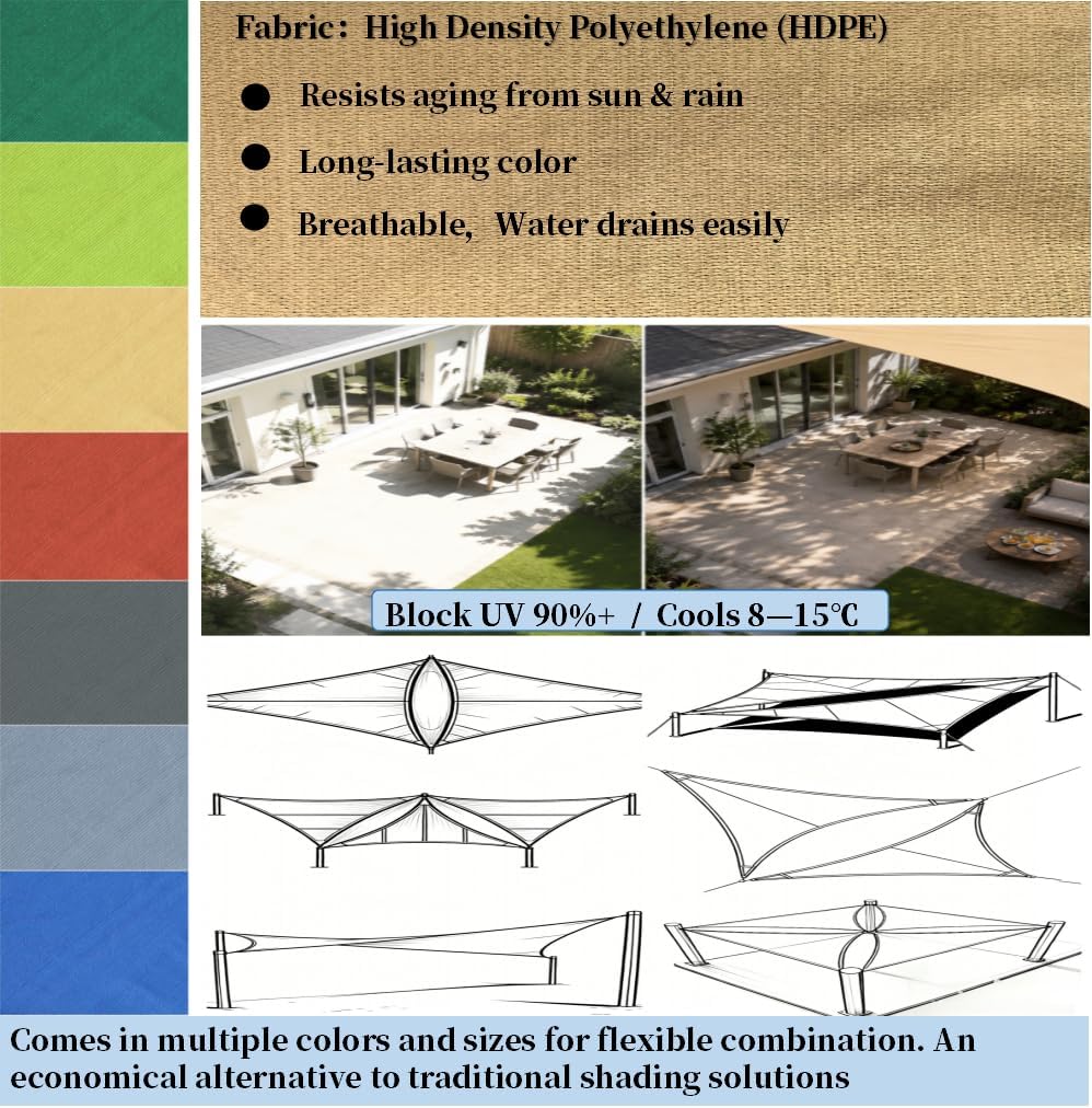 12' x 12' x 17' Right Triangle Sun Shade Sail Canopy (Cool Grey) - UV Block for Patio and Outdoor