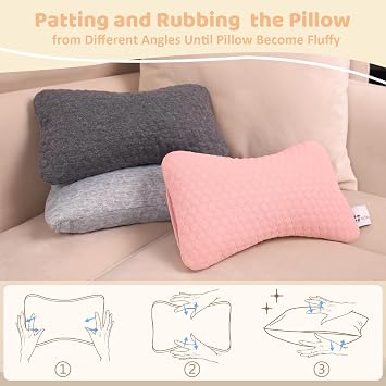 vocheer Uyumak için Küçük Yastıklar, 11x7 Mini Seyahat Yastığı, Boyun, Bilek, Bel ve Diz için Minik Yastıklar, Evcil Hayvan Yastığı, Pamuk, Makinede Yıkanabilir, Pembe-1 ADET
