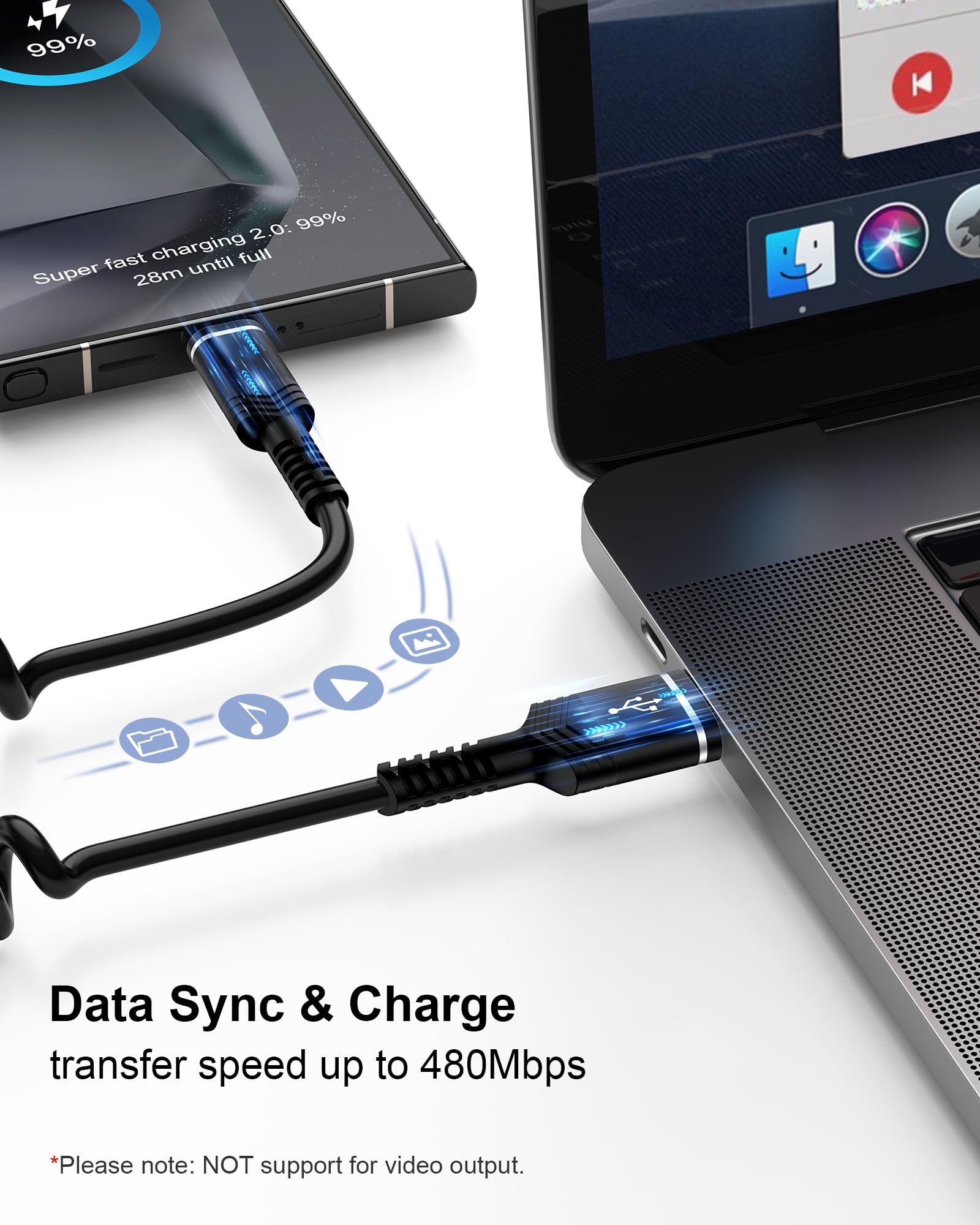 Cable USB a USB C en espiral, cable USB C de 4 pies, cargador de teléfono de coche, cable de carga rápida para iPhone 16 15 Pro Max/16 Pro/16 Plus/Galaxy/Pixel, cable USB-C retráctil para Apple