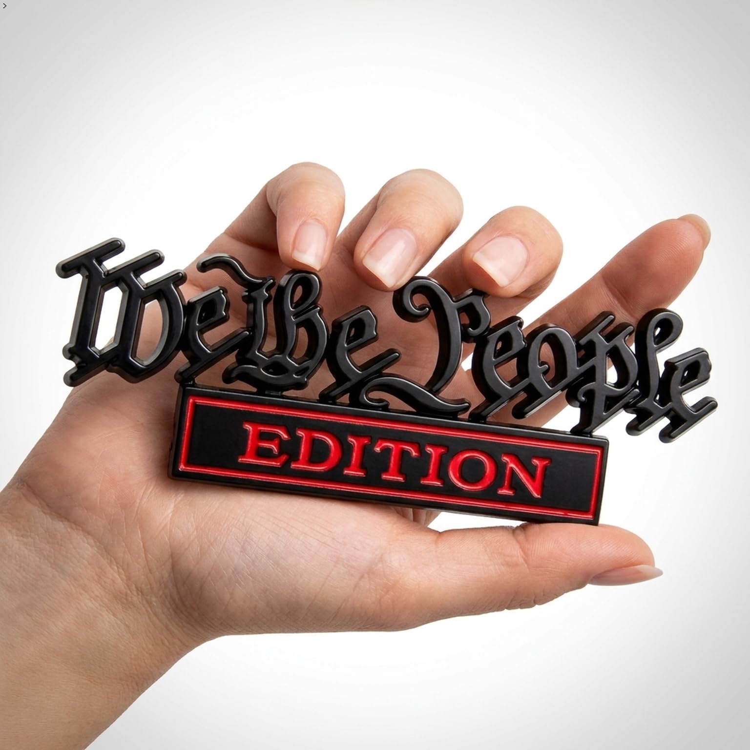 Classic WE The People Edition 3D w całości z metalu naklejki samochodowe naklejki etykiety spersonalizowana dekoracja, aby podkreślić siebie 2 szt. (czarny/czerwony)