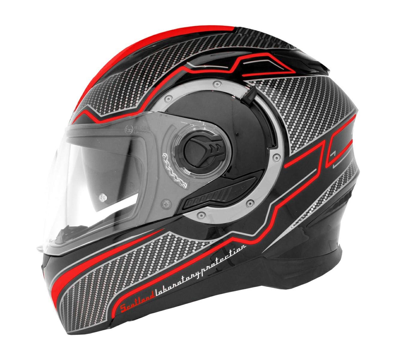Scotland Casque Intégral en polycarbonate rouge avec visière anti-rayures, gris, Taille XS