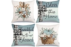 Fall Throw Pillow Covers 18x18 Inch Blue for Thanksgiving Decor