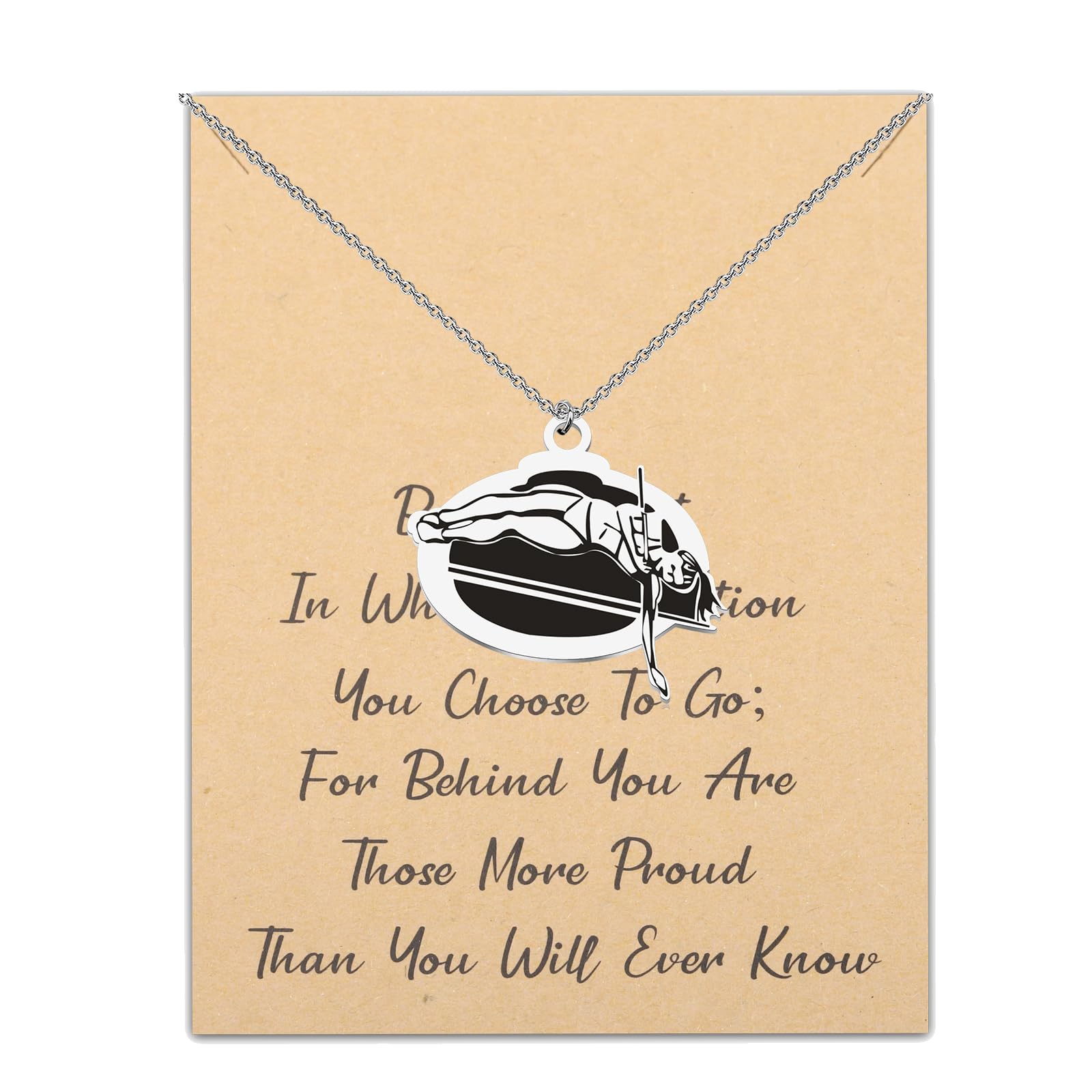 LQRI Pole Vaulter Gift Pole Vaulting Necklace Pole Vault Coach Jewelry Pole Vault Player Gift Track Gift