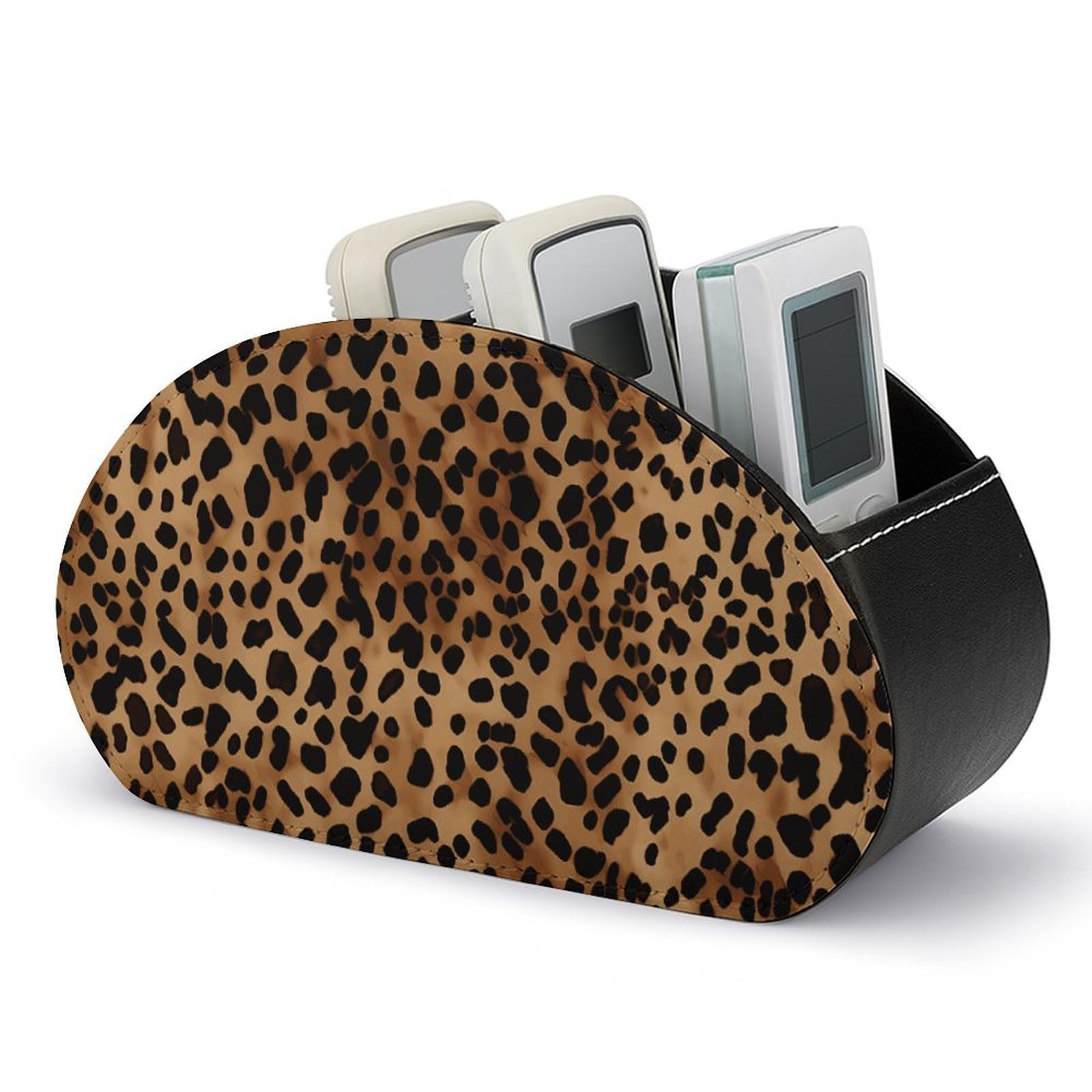Support de télécommande léopard en cuir PU pour un intérieur chaleureux