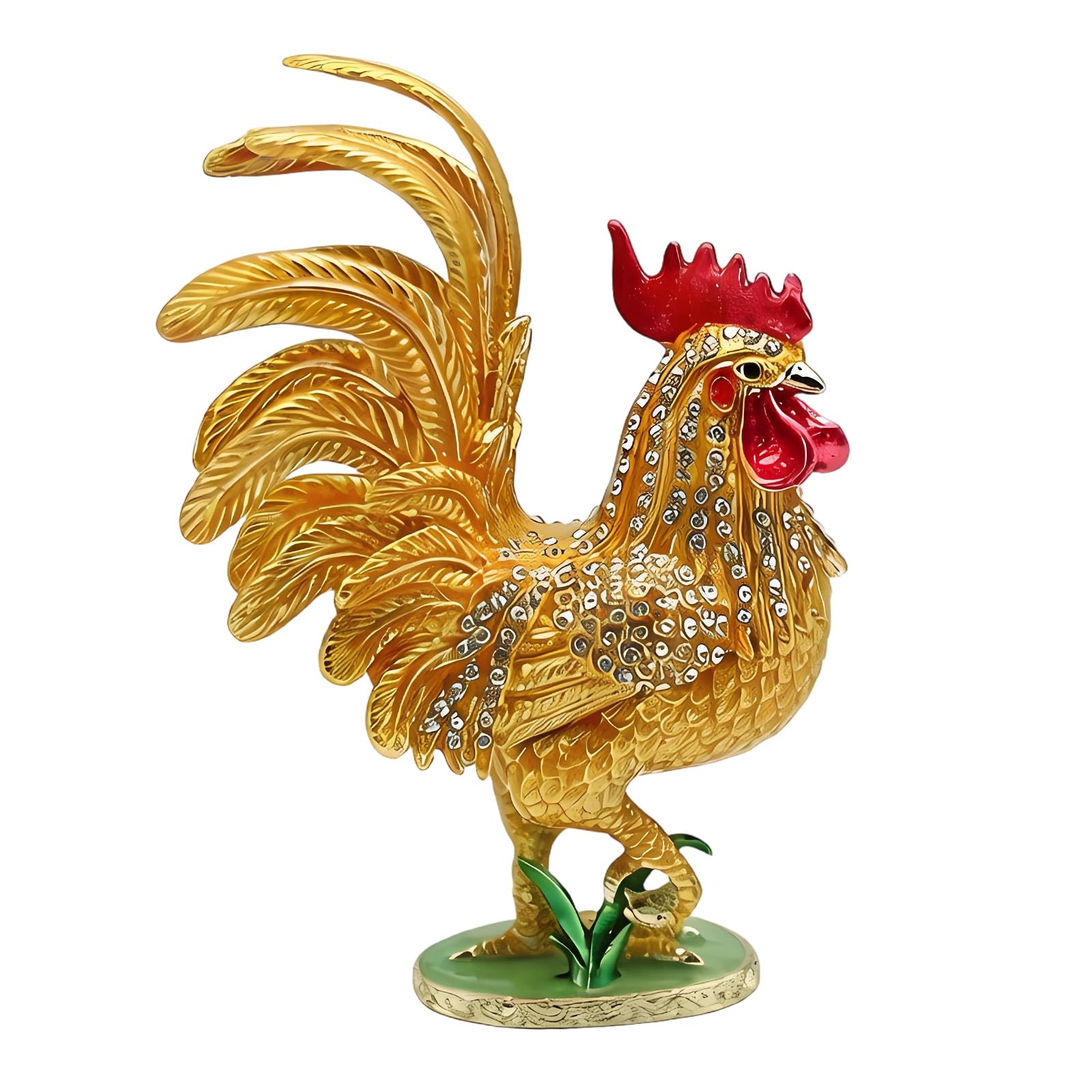Kaeltsyn Enameled Painted Rooster Statue Decorative Metal Necklace Box Ideal for Jewelry Organization Decorative Animal Jewelry Case