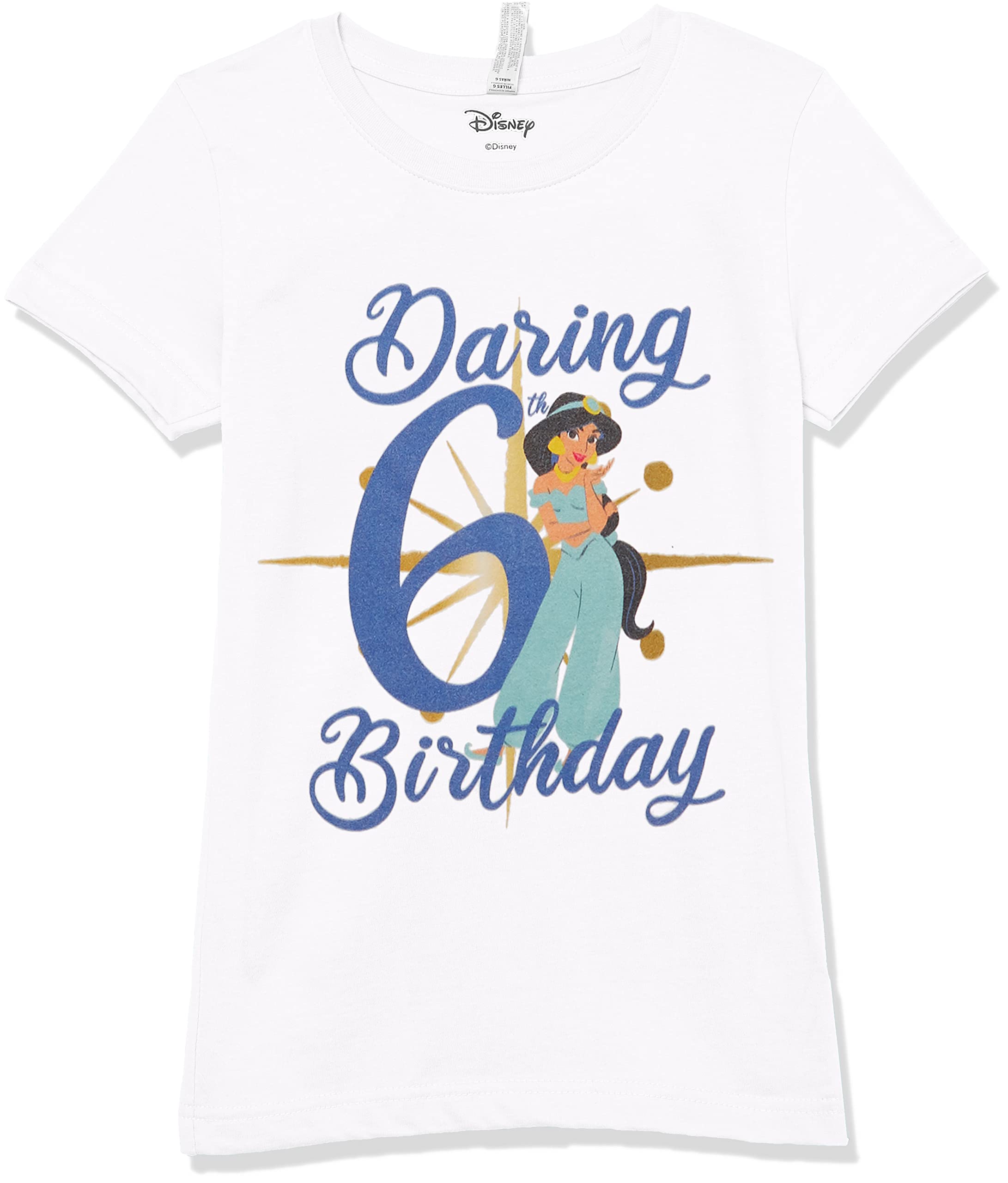 Disney Little, Big Princesses Jasmine Sixth Birthday Girls Short Sleeve Tee Shirt