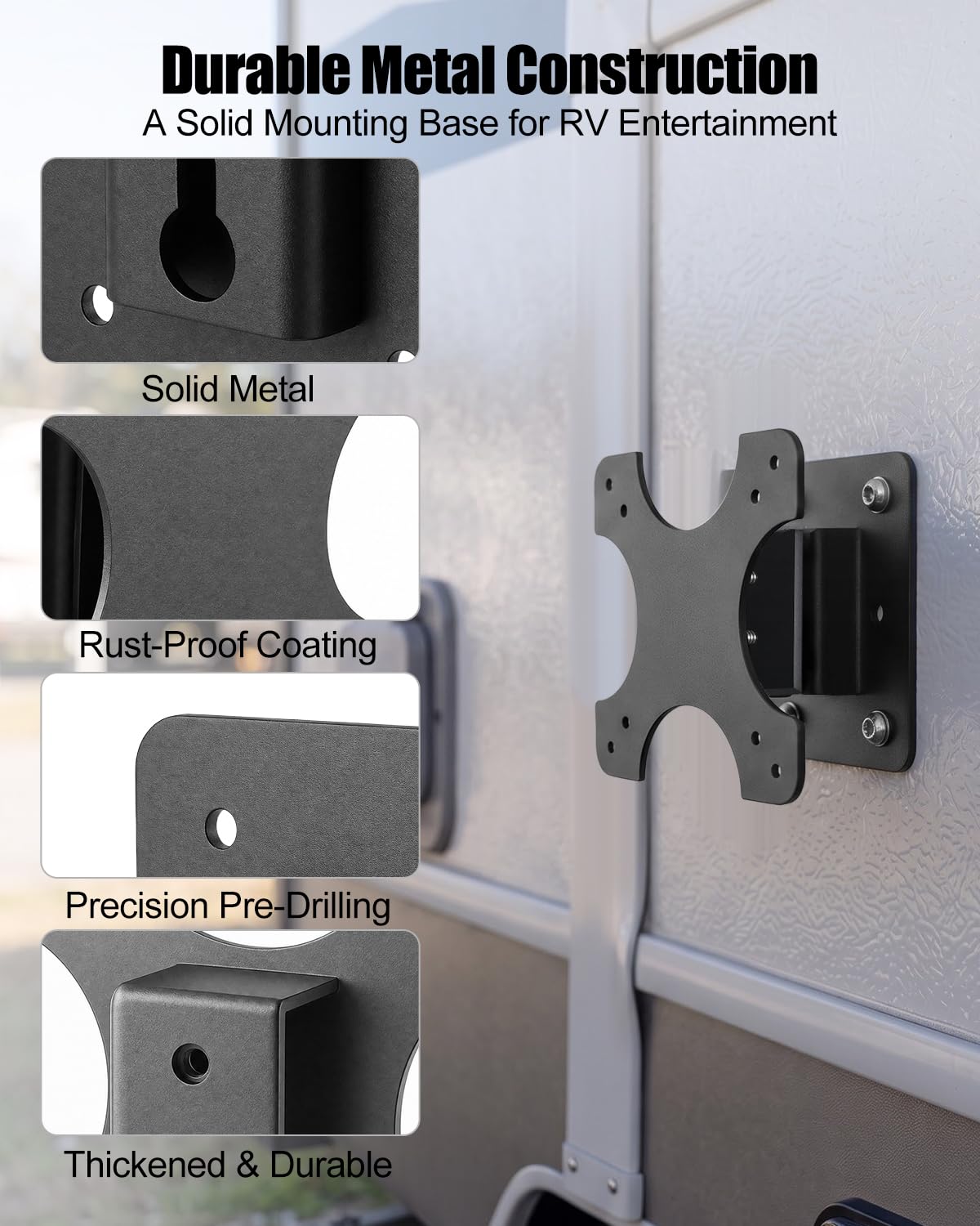 Supporto TV in metallo per camper, compatibile con staffa TV VESA 80 x 80 e