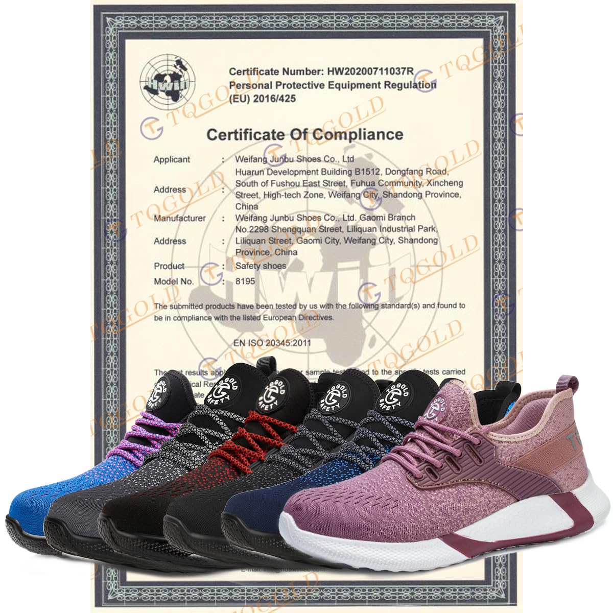 TQGOLD Scarpe Antinfortunistiche Scarpe da Ginnastica Unisex Leggere Antiperforazione Punta in Acciaio Comode Scarpe Sicurezza