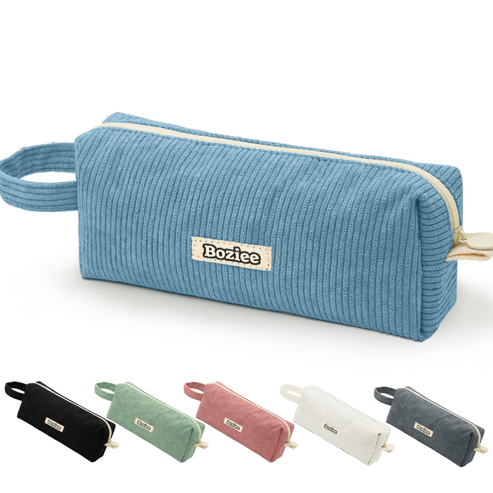 Boziee Cord-Stoff Federmäppchen Mäppchen Mädchen Teenager Stiftetasche Federtasche Pencil Case Schulmäppchen Stiftemappe für Schule | Büro (Blau)