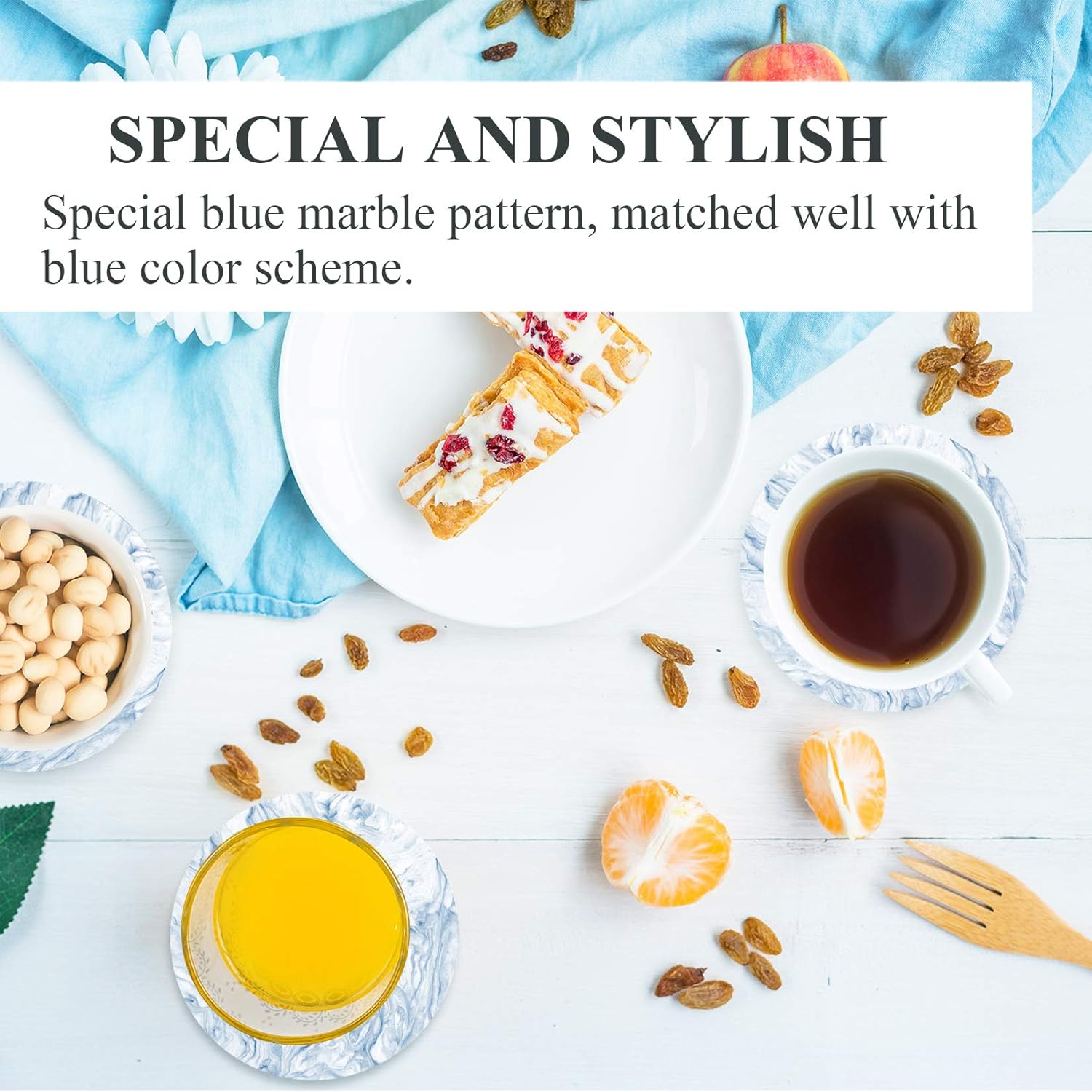 Black Friday - 80% OFF Coasters for Drinks Absorbent with Holder Set of 8, Drink Coasters with Cork Base, Marble /Glass/ Wooden Table Protection, Home/Bar/Living Room Decor, Housewarming Gift