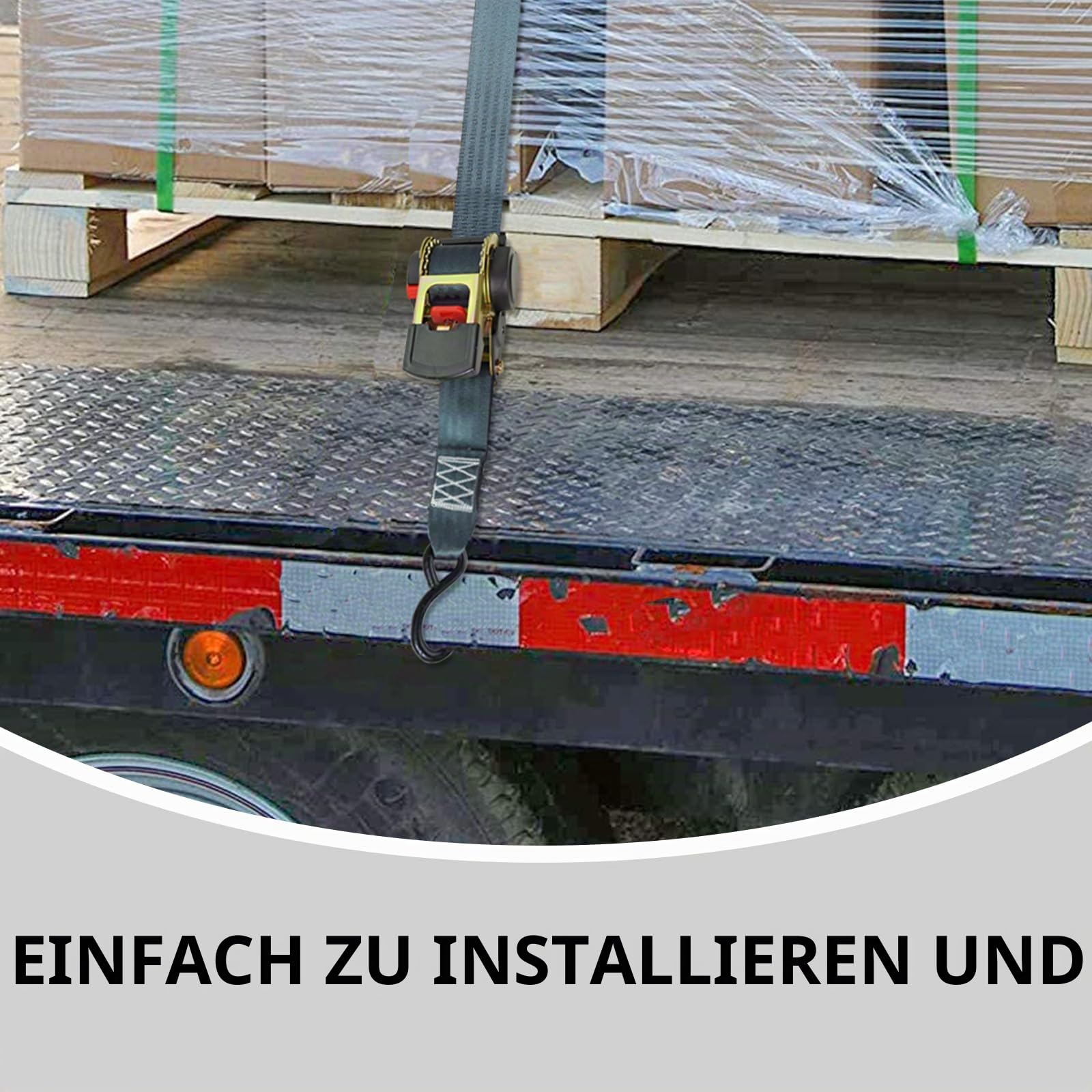 ENJ 2 Pack Retractable Ratchet Strap, 3,0 m x 50 mm, Polyester, Universal Fit, Motorrad, Boot, Geländefahrzeug, PKW, LKW, 1500 kg, S-Haken