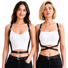 2 Pack Halloween Punk Leather Harness Waist Belt for Women Goth Accessories