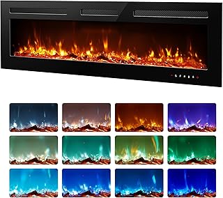 EUHOMY 60 Inch Electric Fireplace Recessed Wall Mounted with Remote Cont...