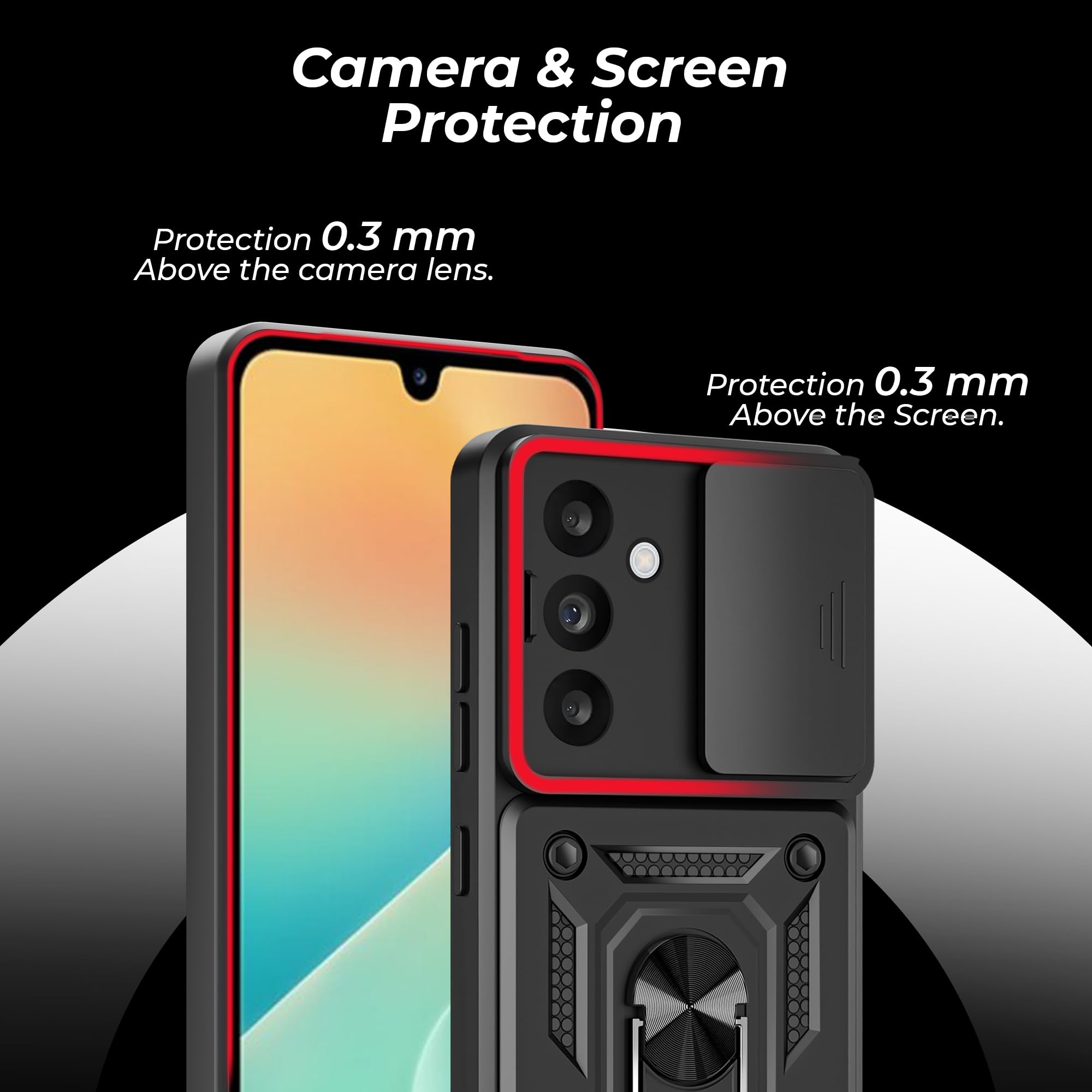 A rtistque Armor Bumper Back Case Cover for Samsung Galaxy M36 5G / F36 5G | Stylish Ring Holder & Inbuilt Stand | Sliding Camera Cover | Shockproof TPU | Samsung M36 & F36 Back Cover - Black — Amazon image 6