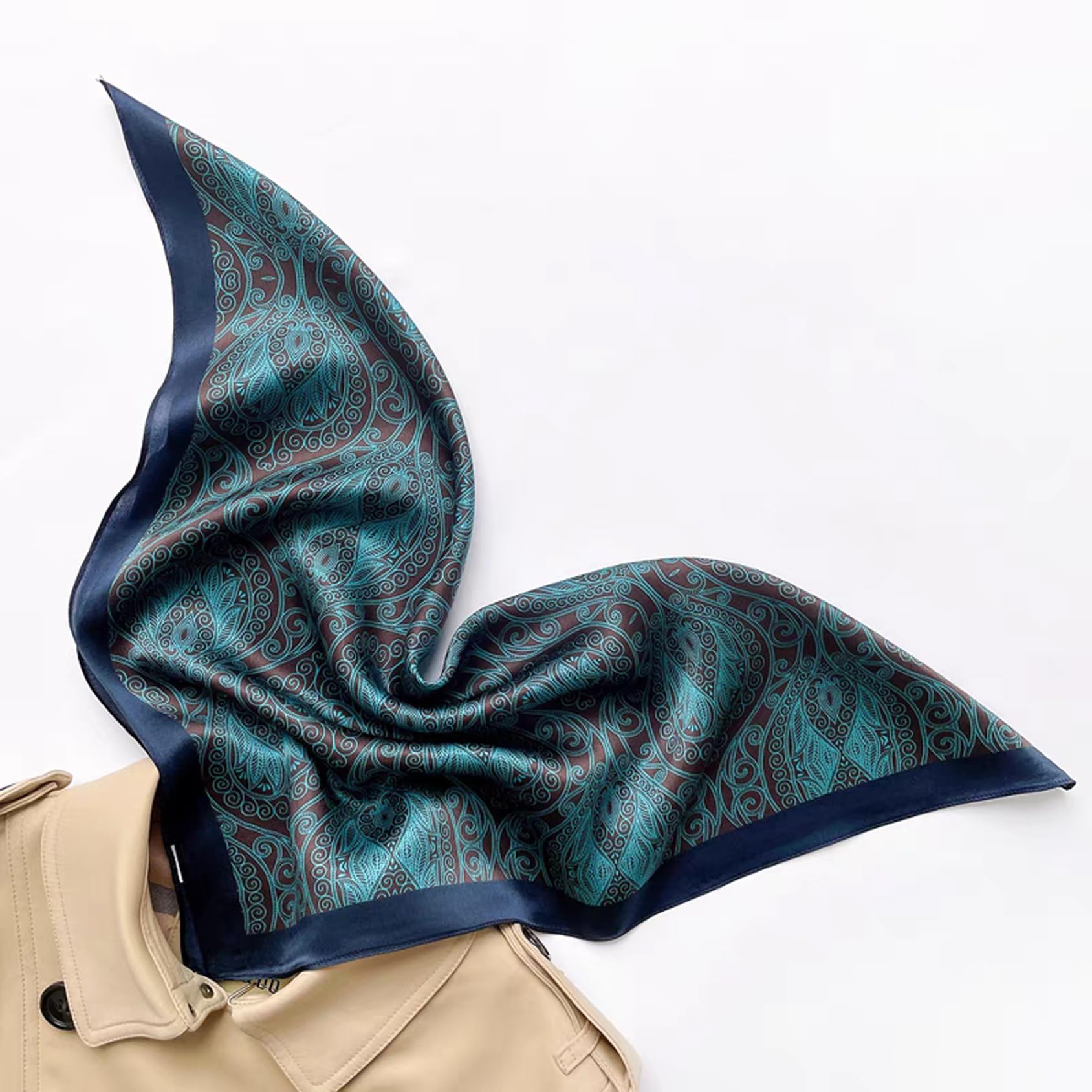 Bufanda de cuello 100 % seda de morera, 21 x 21 pulgadas, bufanda cuadrada estampada pequeña para mujer, paquete de regalo