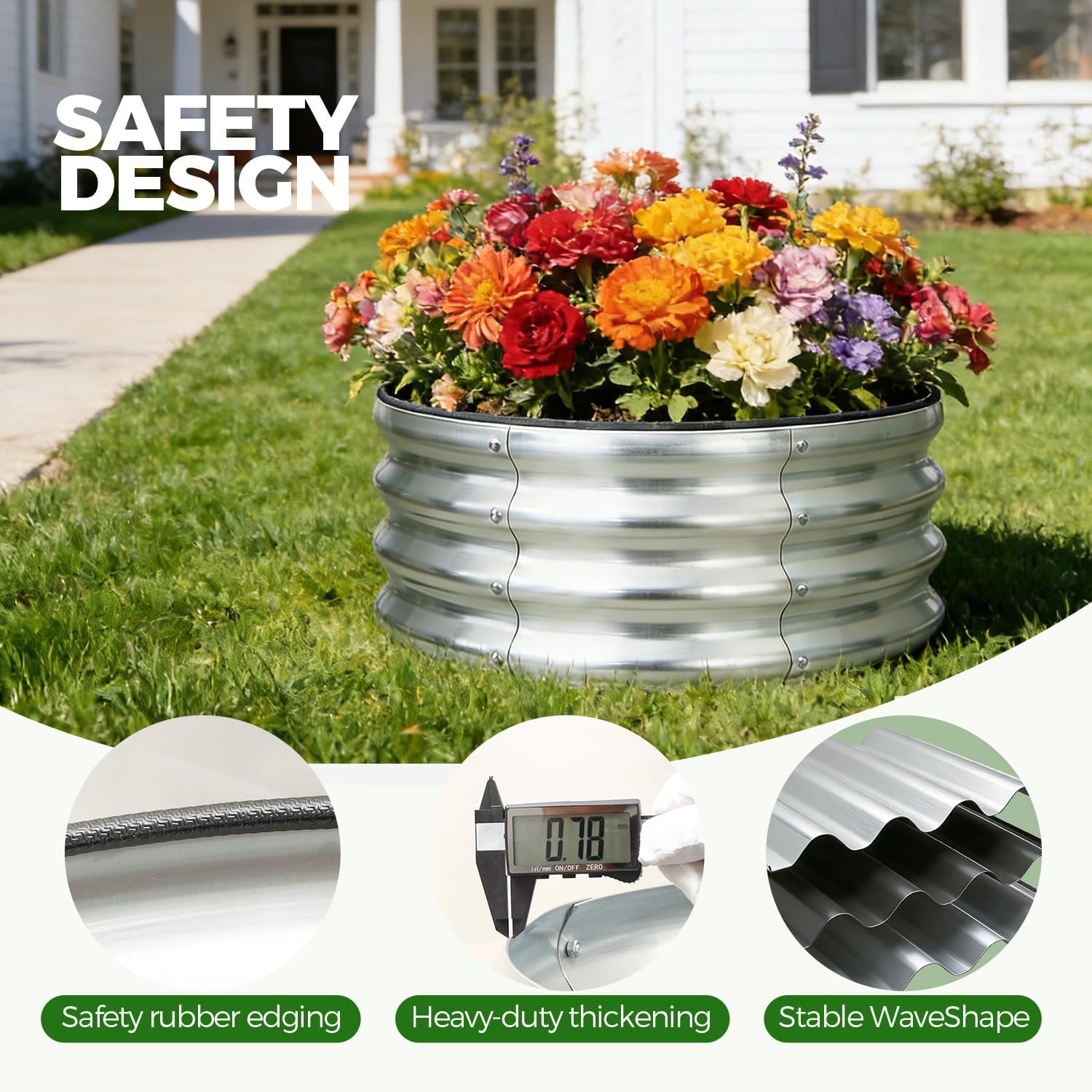VSGDISTL Galvanized Raised Garden Bed Kit Outdoor,2x2x1ft Round Metal Garden Planter Raised Beds for Vegetables Flowers Herb