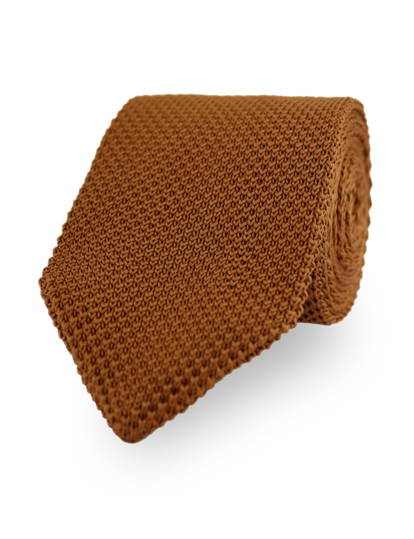 The Gents Lab Men's Caramel Brown - 100% Polyester Diamond End Knitted Neck Tie (Caramel Brown)
