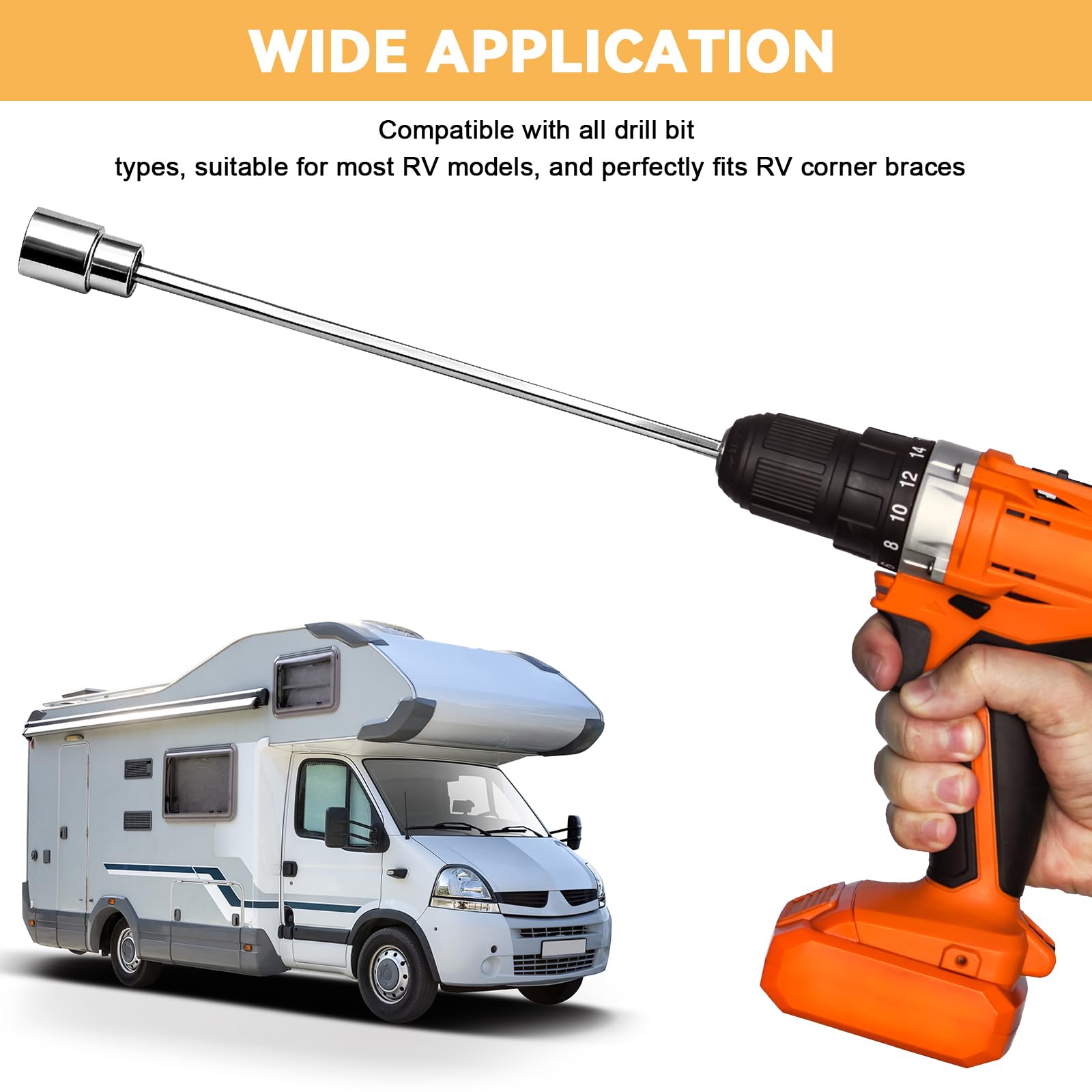 Adattatore per trapano angolare da 30 cm per roulotte, avvolgitore per trapano da 19 mm, adattatore per presa di prolunga per caravan, attacco per trapano elettrico per roulotte e case mobili