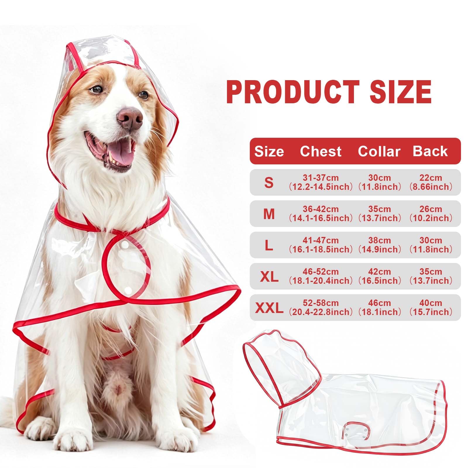 Imperméable pour Chien,S-2XL Veste de Pluie pour Chien avec Capuchon Manteau Chien Imperméable pour Petits Chiens à Grands Veste PE Pluie Chiens pour Sorties, Randonnée Promenades Quotidiennes (XXL)