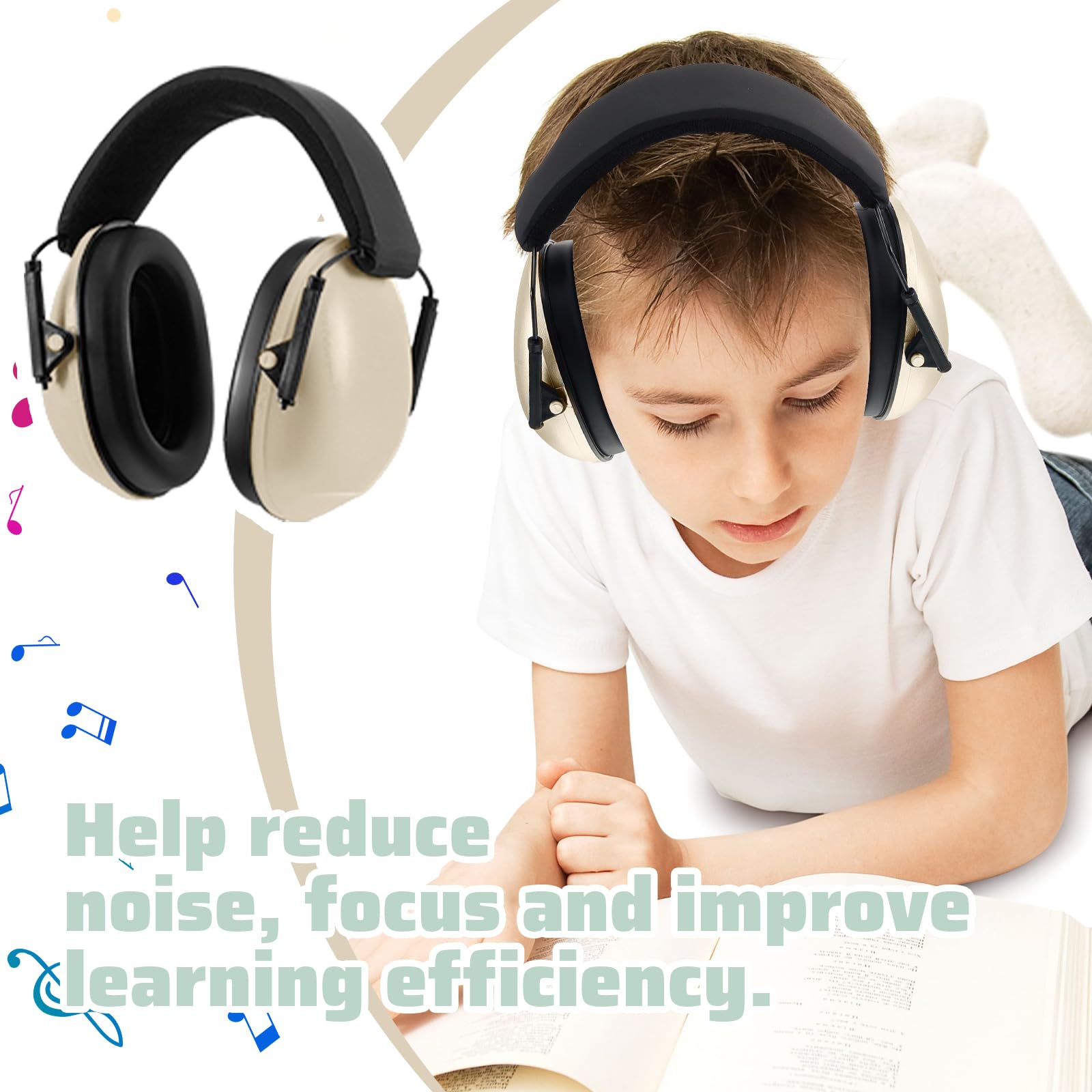 Amylove 6 auriculares con cancelación de ruido para niños, orejeras de reducción ajustable de 27 dB para autismo y niños pequeños