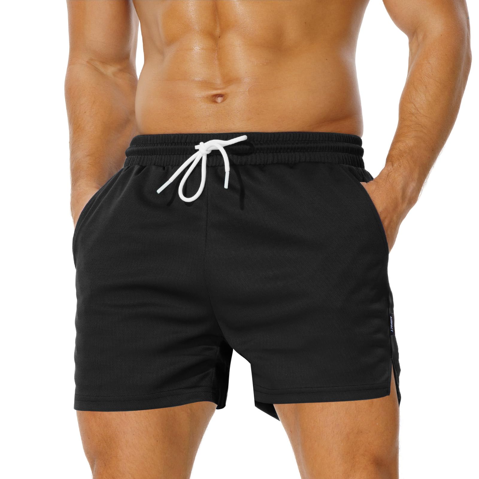 AIMPACT Sporthose Herren Kurz 5 Inch Vogelaugen-Mesh Kurze Hosen Herren Atmungsaktive für Tennis Gym Jogging Laufen Bodybuilding Zuhause mit Taschen