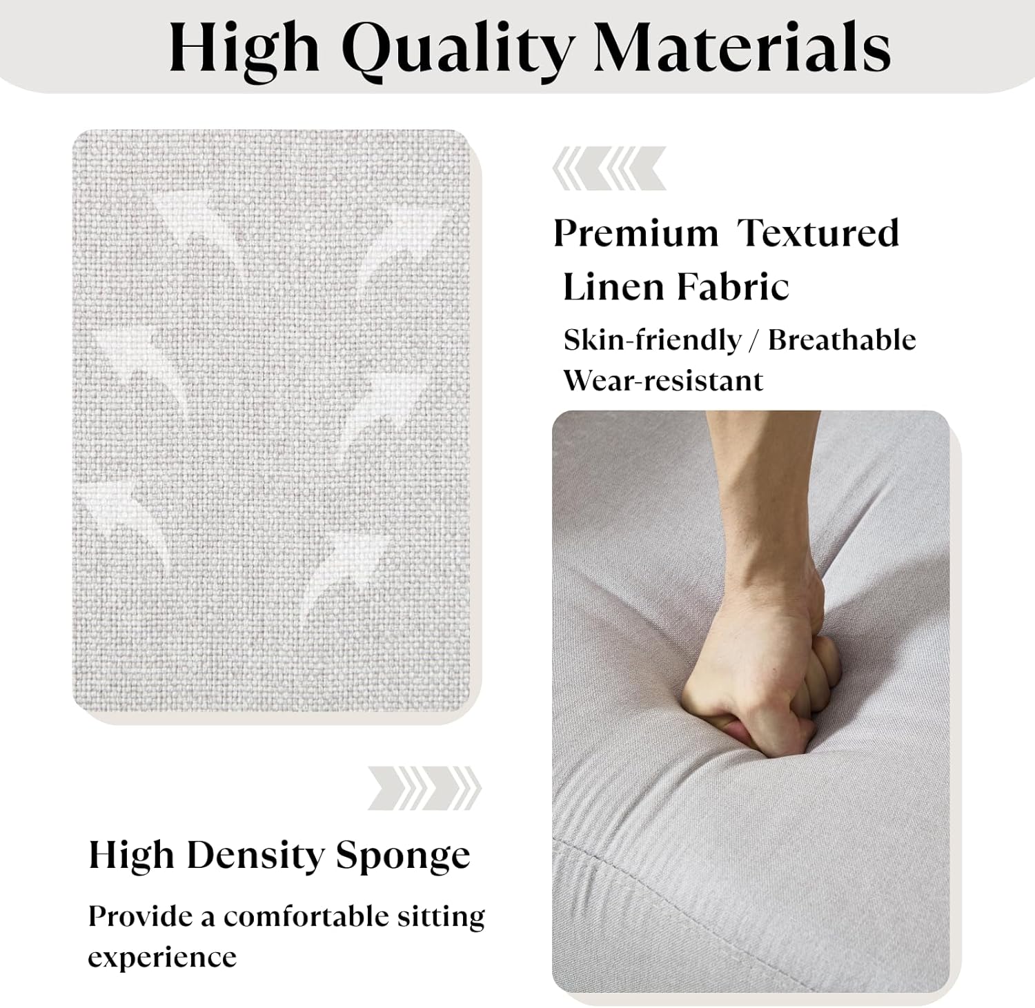 Mid Century Modern Accent Chair, Rattan Armchair with Wood Legs Living Room Chair Linen Upholstered Lounge Chair for Bedroom Reading Room, Grey