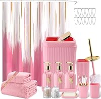 Vista 34 de Juego de baño de 32 piezas con cortina de ducha y alfombras, accesorios de baño negros, juego de cortina de ducha, juego de alfombras de baño