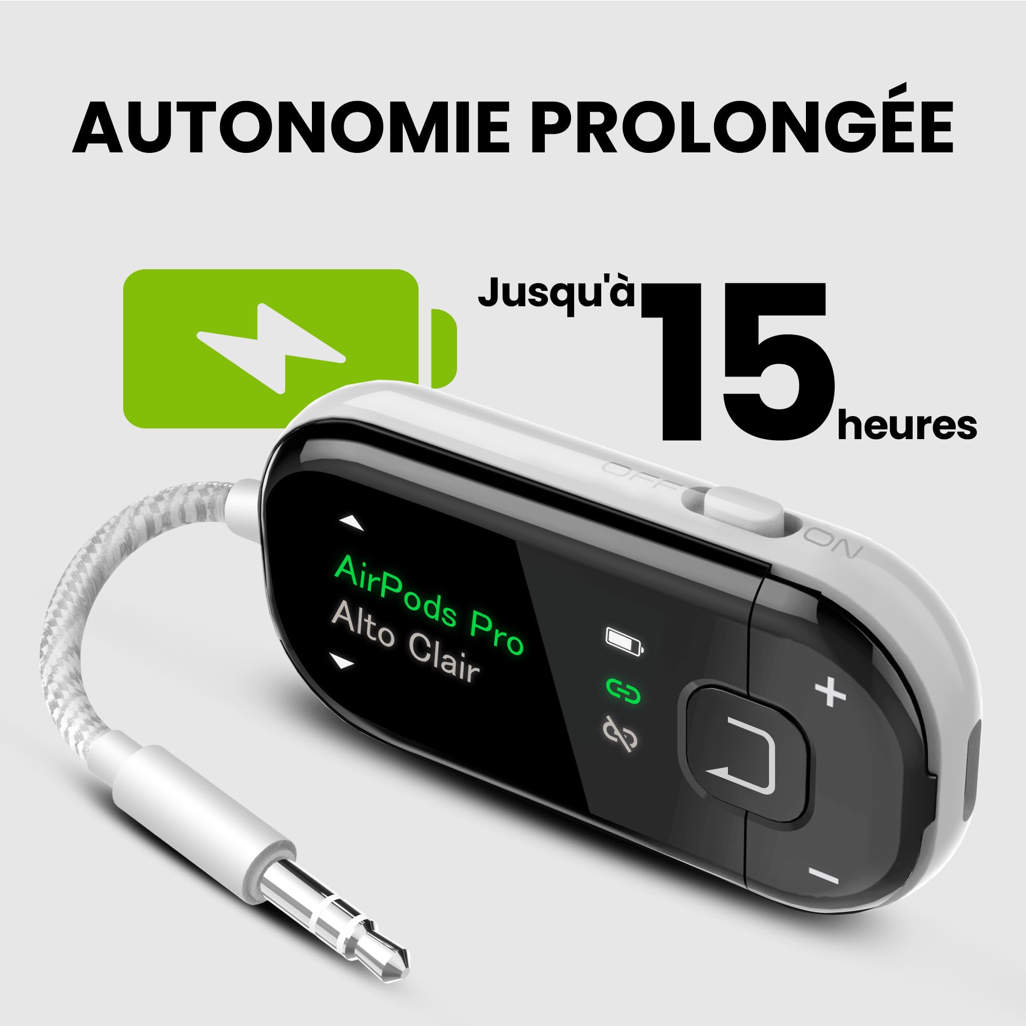 Avantree Voyager - Adaptateur Bluetooth 5.4 pour Avion avec Écran OLED