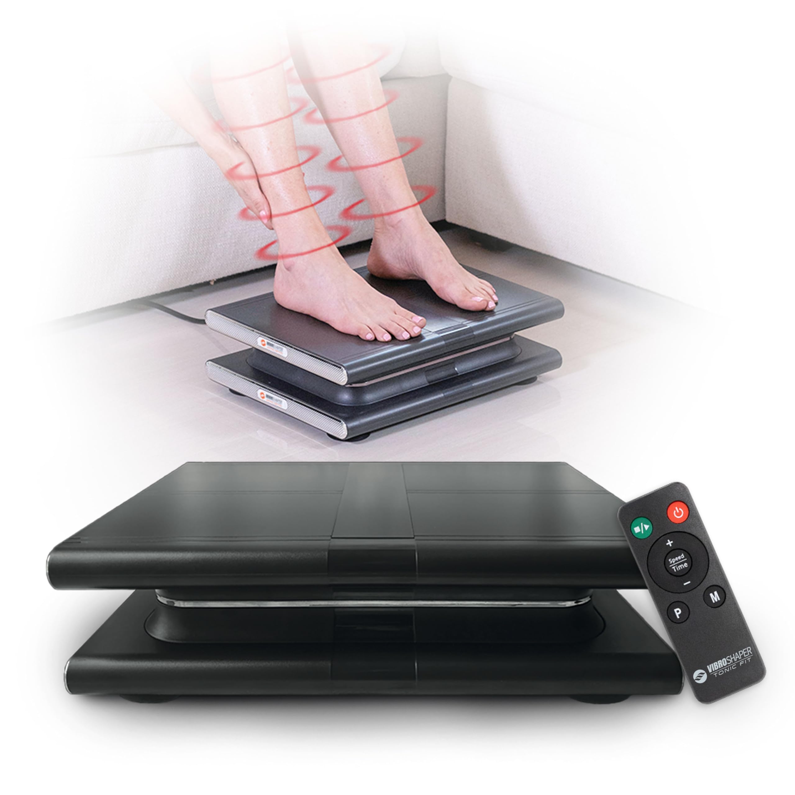 Plataforma VIBRATORIA VIBROSHAPER Limited Edition. Hace Ejercicio “por ti” y te relaja con un Masaje. Sin Esfuerzo ni Impacto en articulaciones. Estable, silenciosa, compacta, con Mando a Distancia